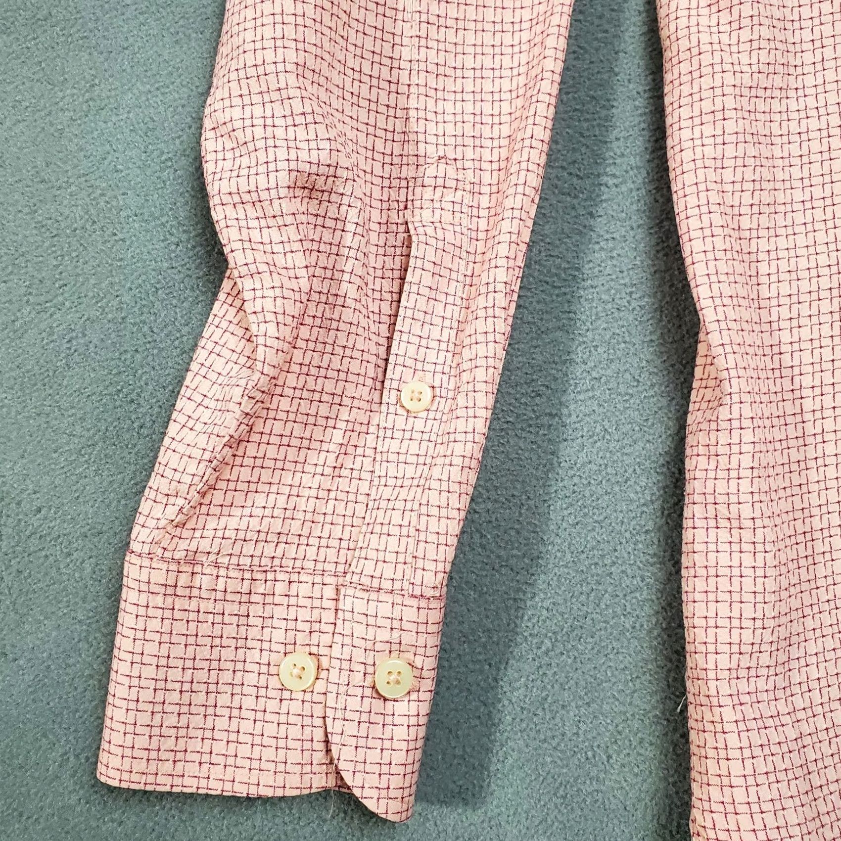 Tommy Bahama Tommy Bahama Mens Large Pink Check Silk Blend Gray Accent Long Sleeve Shirt Size US L / EU 52-54 / 3 - 2 Thumbnail