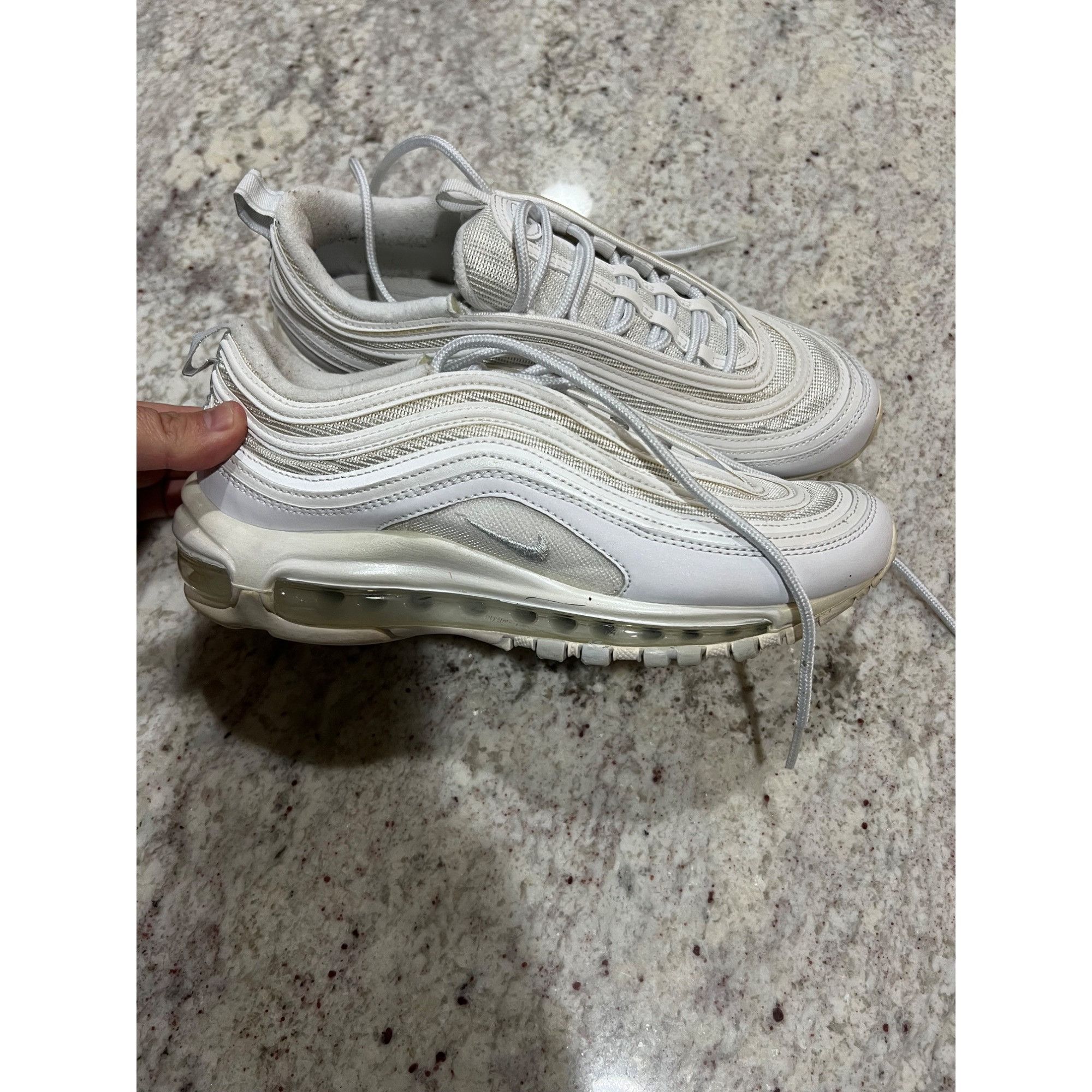 Popular Nike Air Max 97 Triple White Wolf Gray