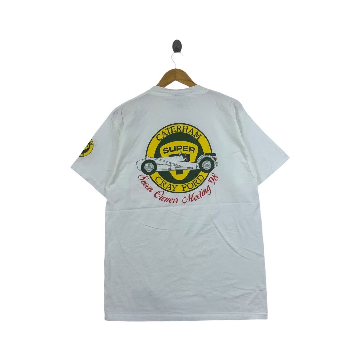 Vintage Vintage 1998 CATERHAM SUPER 7 Cray Ford Owner T Shirt Size US L / EU 52-54 / 3 - 4 Thumbnail