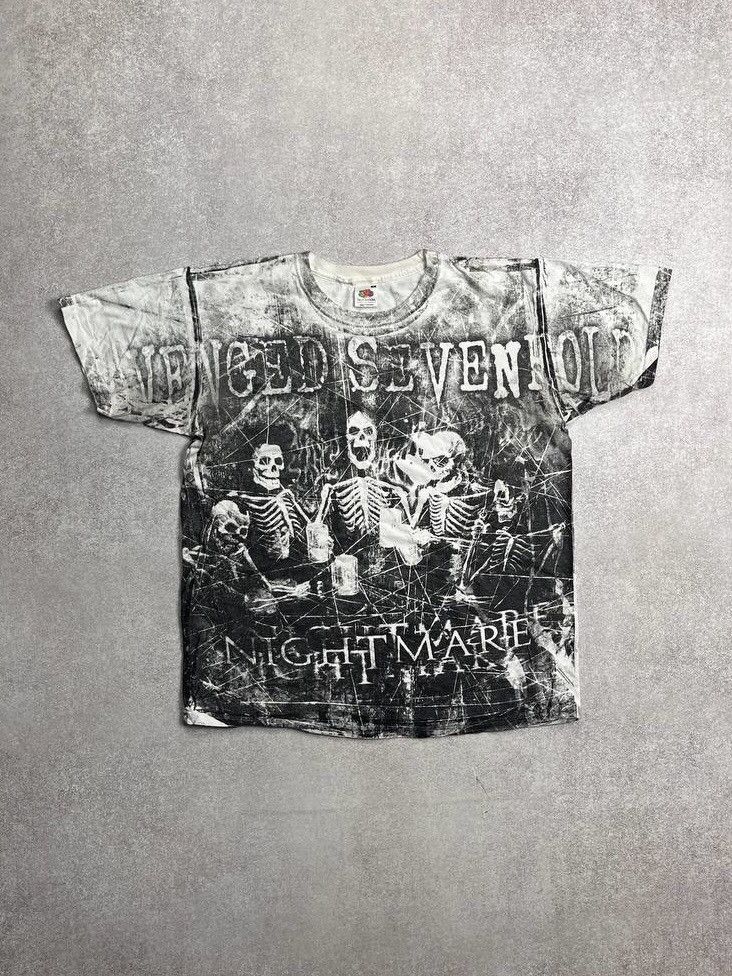 VINTAGE AVENGED SEVENHOLD NIGTHMARE ALLOVERPRINT T-SHIRT M