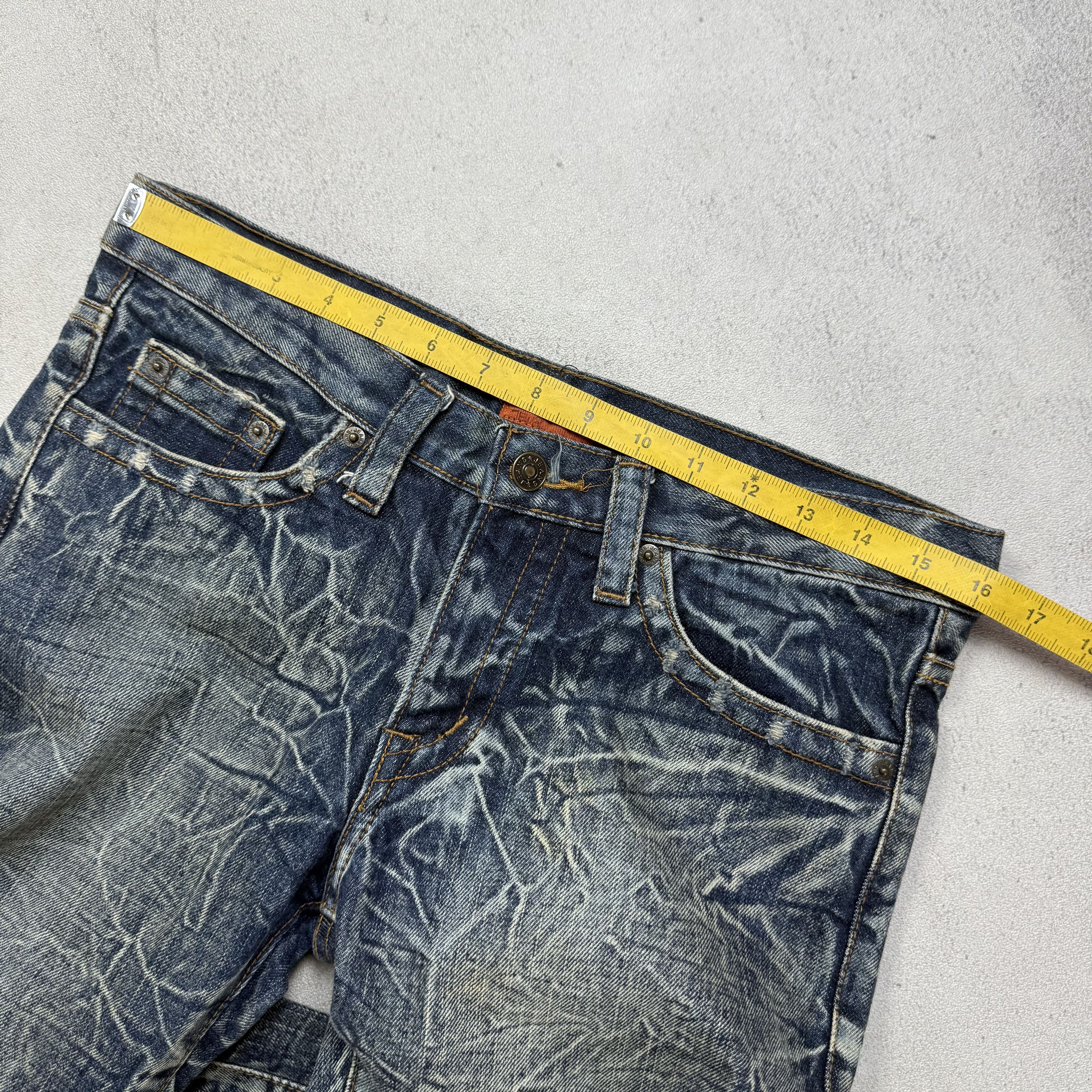 Japanese Brand KUI Distressed Whiskers Flare Jeans Size US 30 / EU 46 - 9 Thumbnail