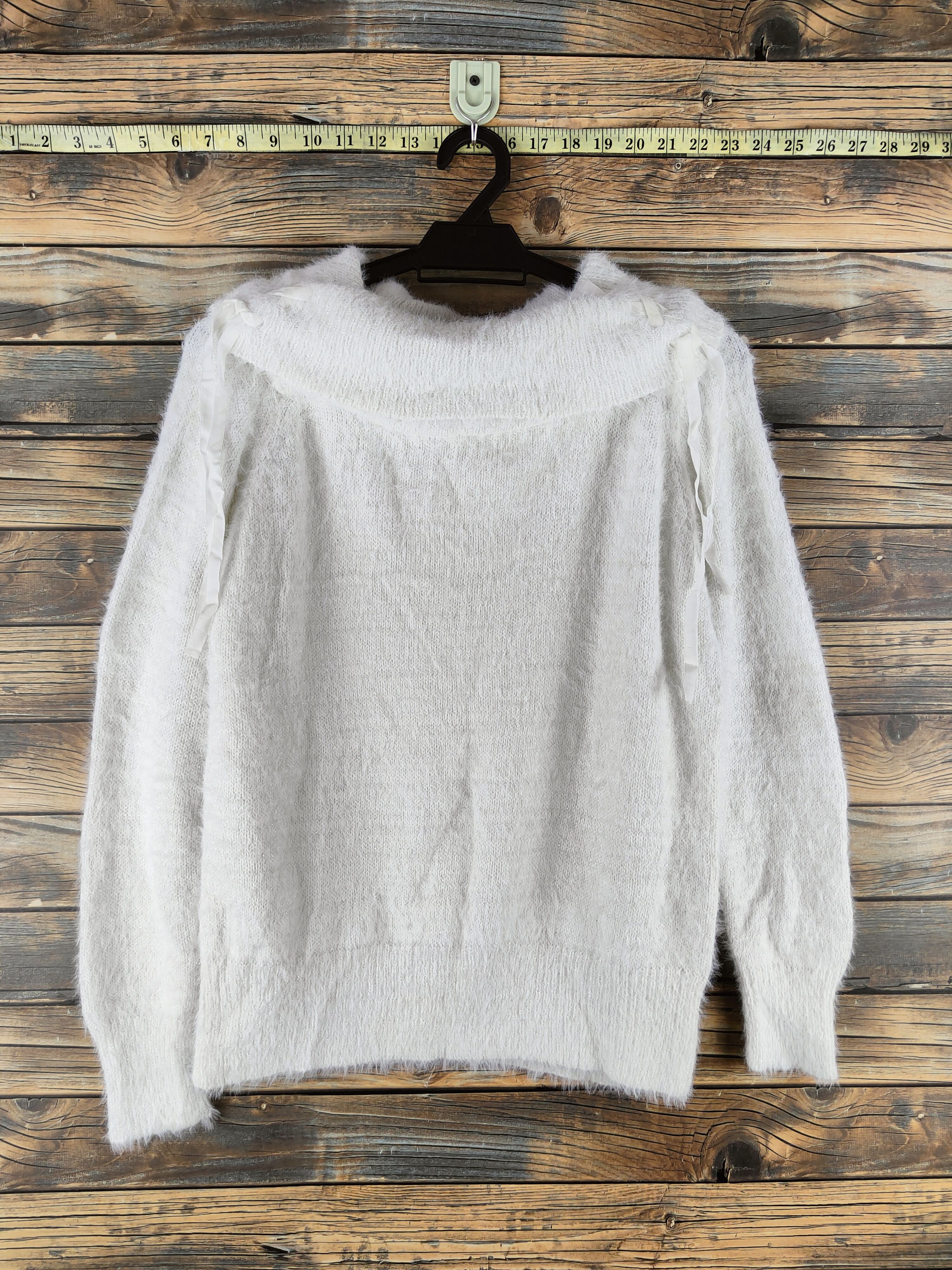 Japanese Brand DL May Pretty White Fur Mohair Knitwear #46-488 Size M / US 6-8 / IT 42-44 - 1 Thumbnail