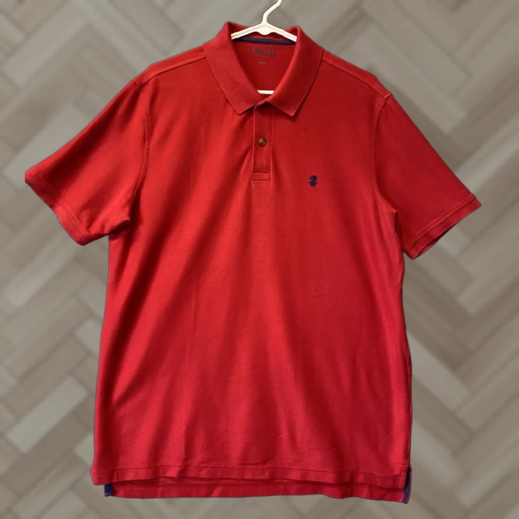 Izod IZOD Advantage Performance Polo Shirt L Red Short Sleeve Mens Polo Shirt Regular Fit Cotton Polyester Casual Sports Golf Outdoor 34-82 Size US L / EU 52-54 / 3 - 1 Thumbnail