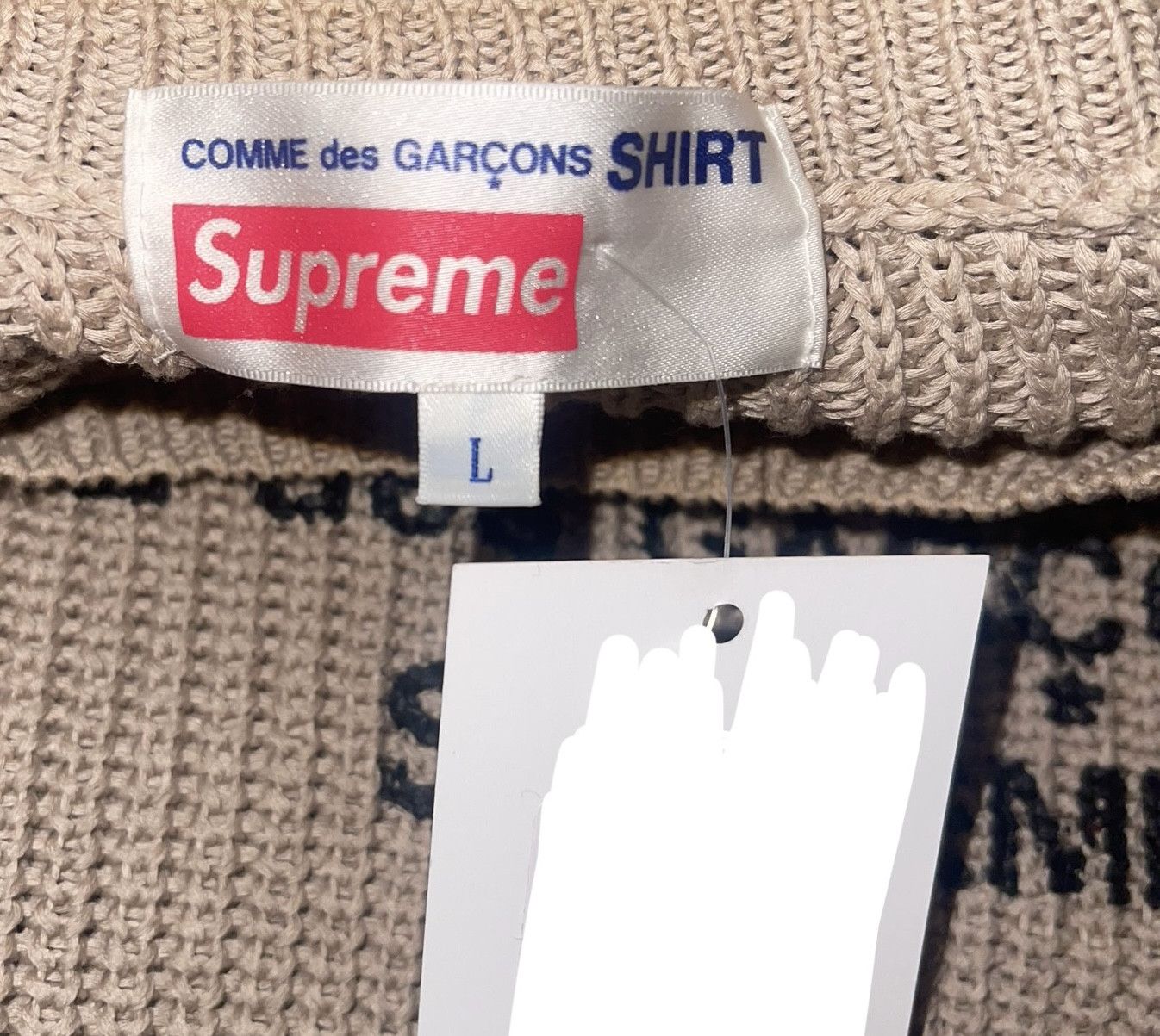 Comme des Garcons SHIRT × Supreme Supreme x CDG Knit Sweater Tan Size US L / EU 52-54 / 3 - 4 Thumbnail