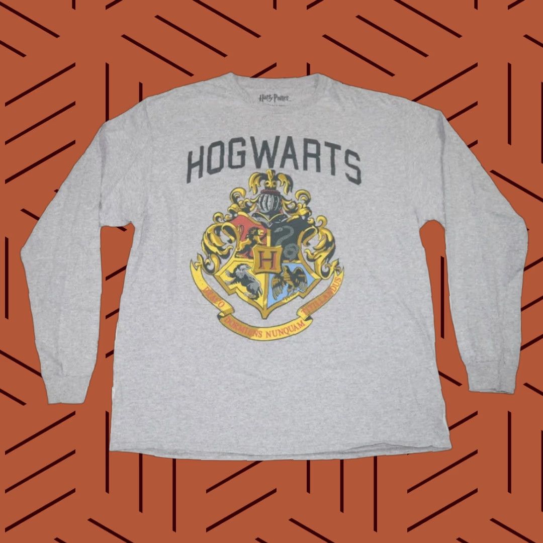 Vintage Harry Potter Shirt Adult Large Gray Hogwarts Graphic Long Sleeve Mens Size US L / EU 52-54 / 3 - 1 Thumbnail