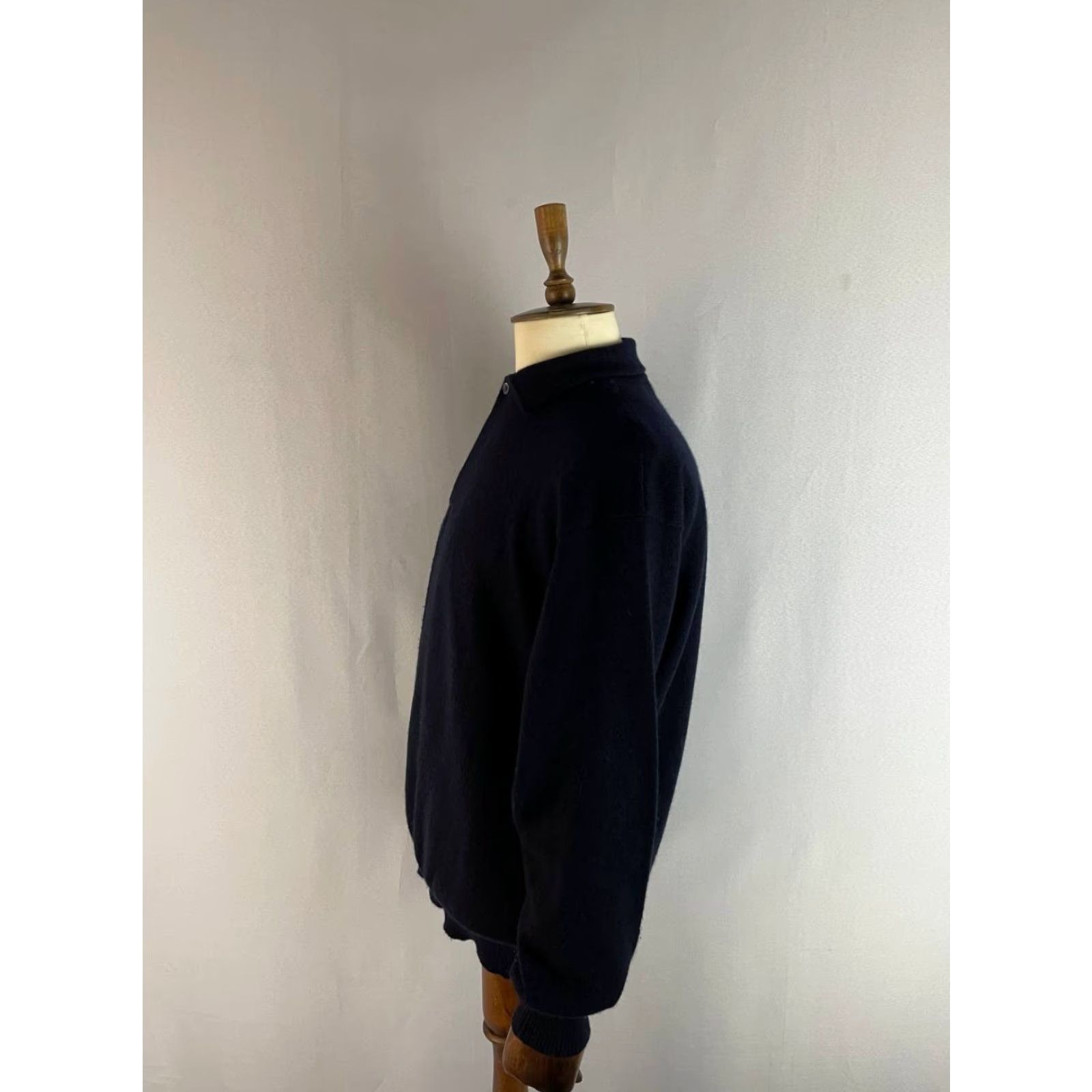 Loro Piana Loro Piana Mens Knit Sweater XL Blue Cashmere Long Sleeve Collared Pullover Knit, Regular Fit, Button Accent, Solid, Casual Size US XL / EU 56 / 4 - 7 Thumbnail
