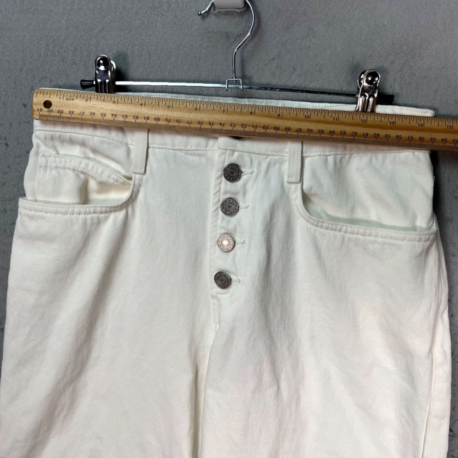 Vintage ALC Womens Size 4 White Denim Button Fly Straight Leg Relaxed Fit Pants Jeans Size 27" / US 4 / IT 40 - 5 Thumbnail