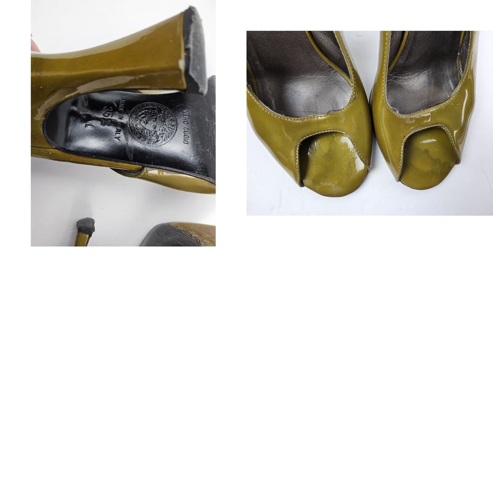 Versace Versace Pump Women Shoe US 5.5 35.5 Patent Leather Open Toe Sandals Heels Darkish Gold Size US 6 / IT 36 - 9 Thumbnail