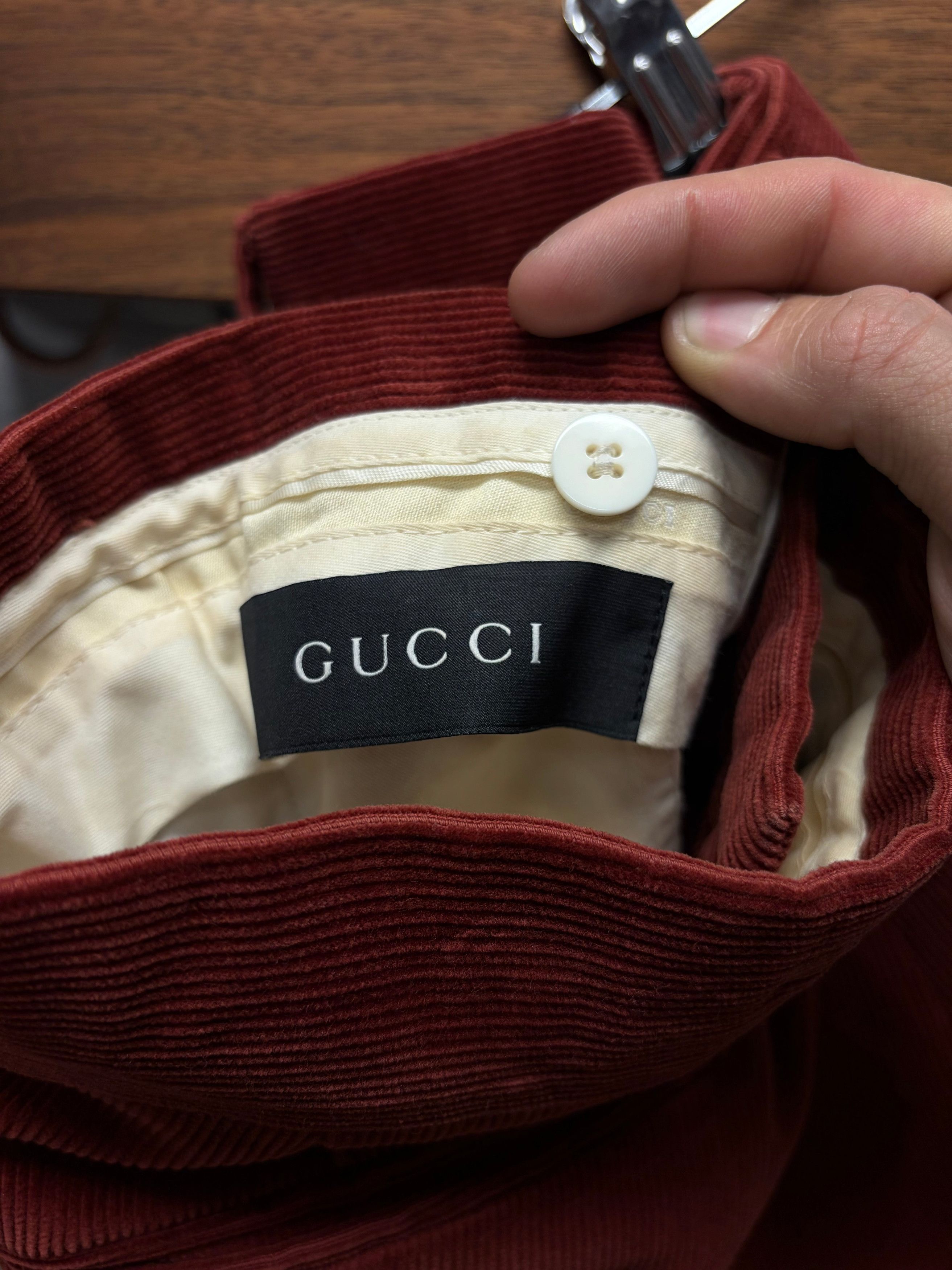 Gucci 2000s Gucci Red Corduroy Slim Cut Trousers Size US 35 - 3 Thumbnail