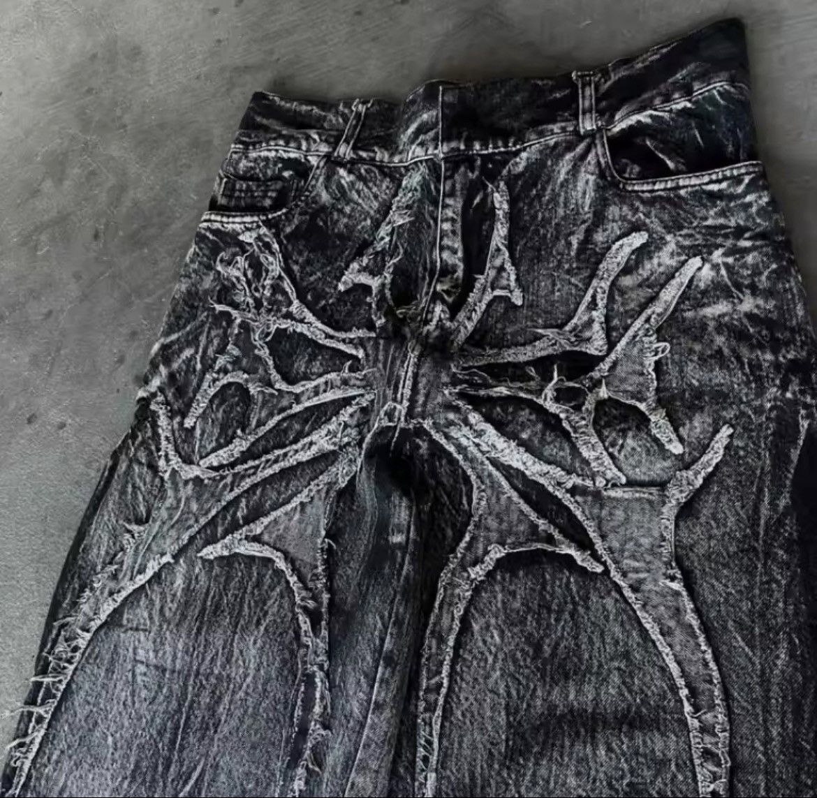 Jean Spider Embroidered Patch Baggy Jeans Size US 31 - 3 Thumbnail