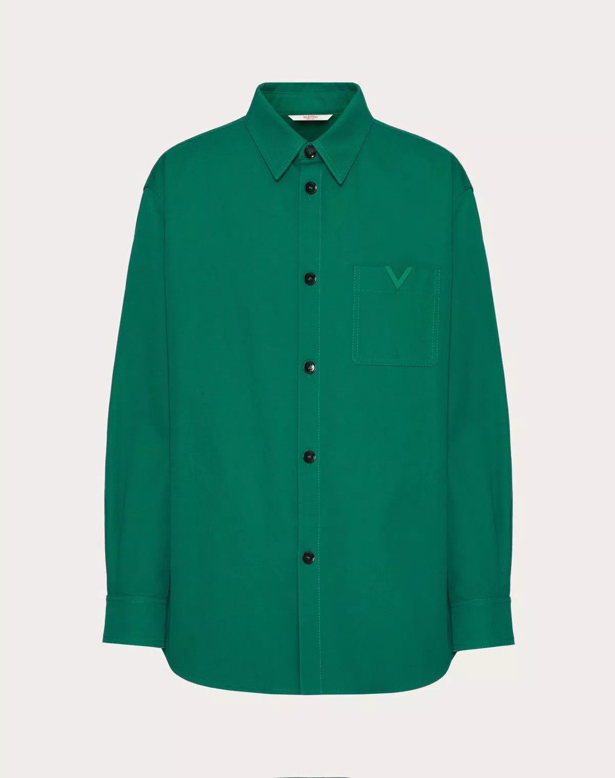 Valentino oc11z0725 Stretch Cotton Canvas Shirt in Green Size US L / EU 52-54 / 3 - 1 Thumbnail