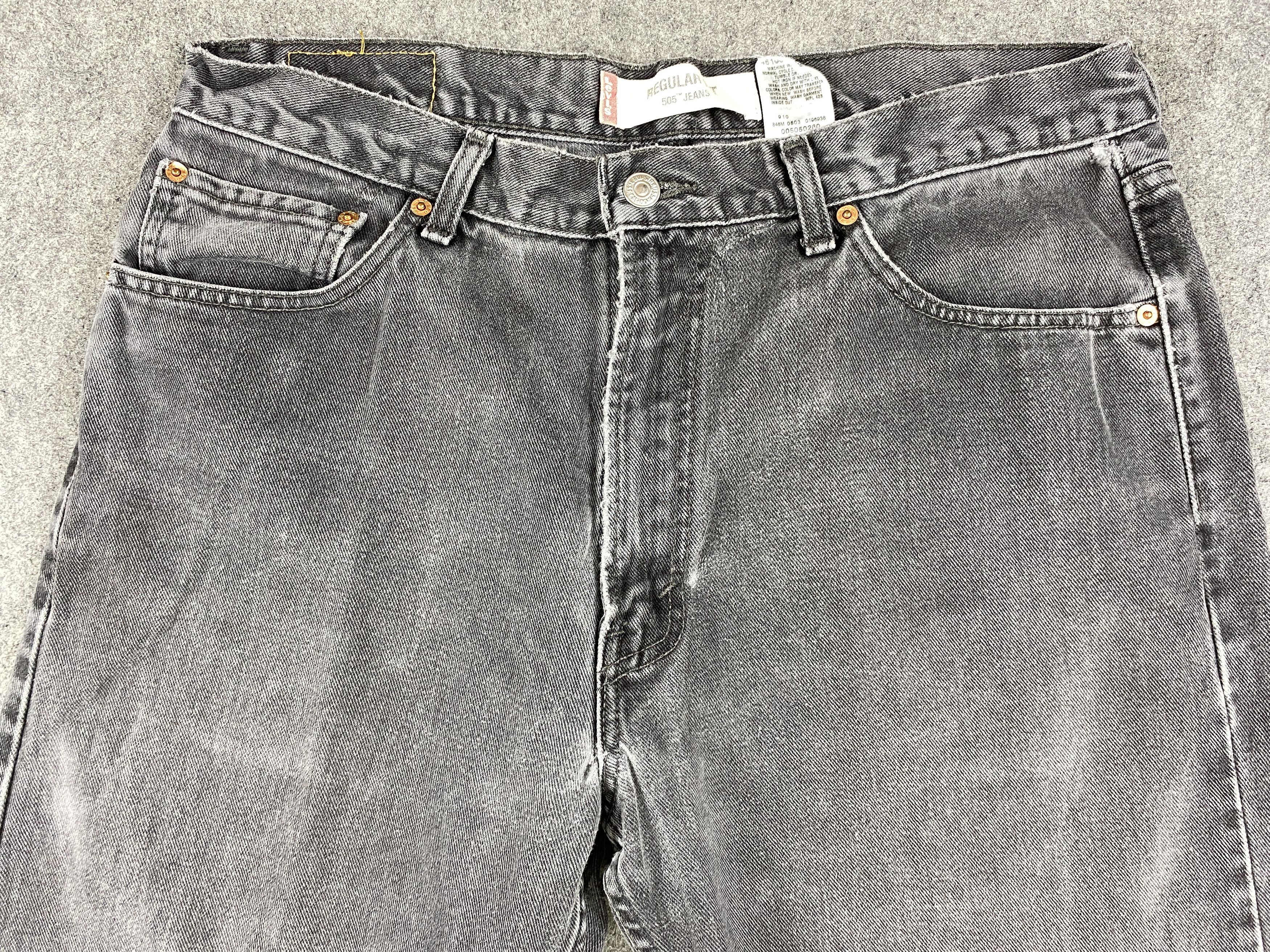 Levi's Black Distressed Vintage Levi's 505 35x29.5 Denim JN1279 Size US 35 - 3 Thumbnail