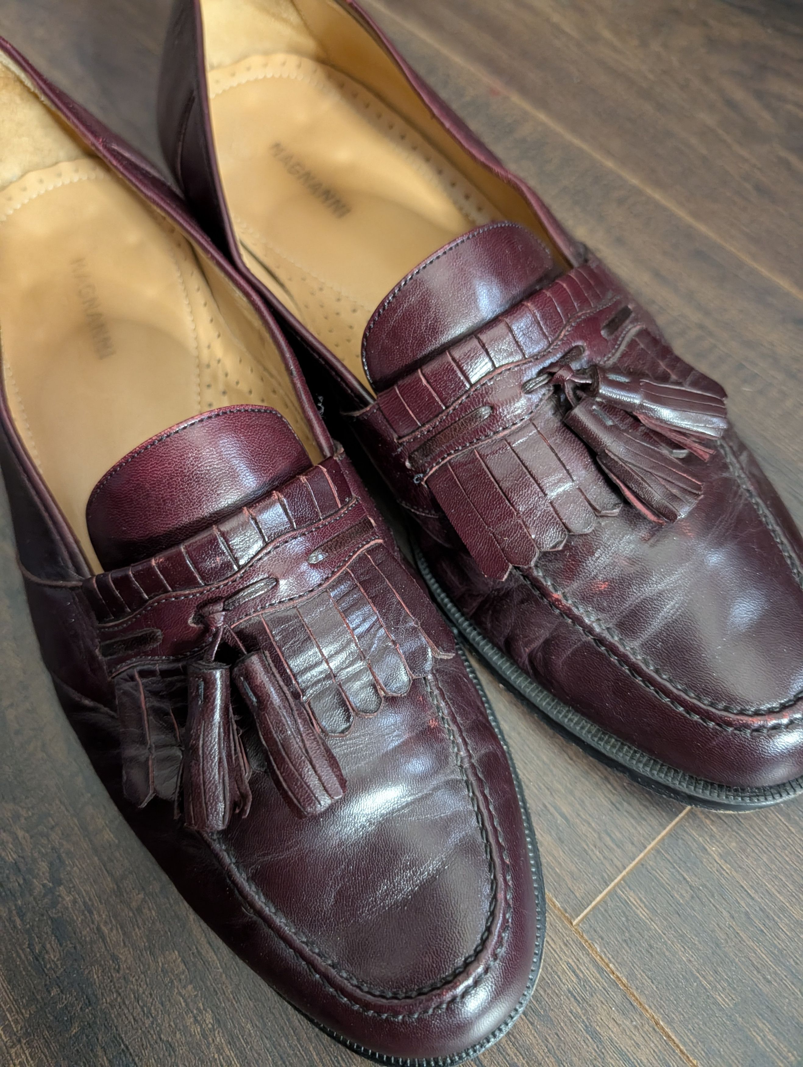 Magnanni Burgundy/Wine Leather Tassel Kiltie Loafers 11.5 Size US 11.5 / EU 44-45 - 5 Thumbnail