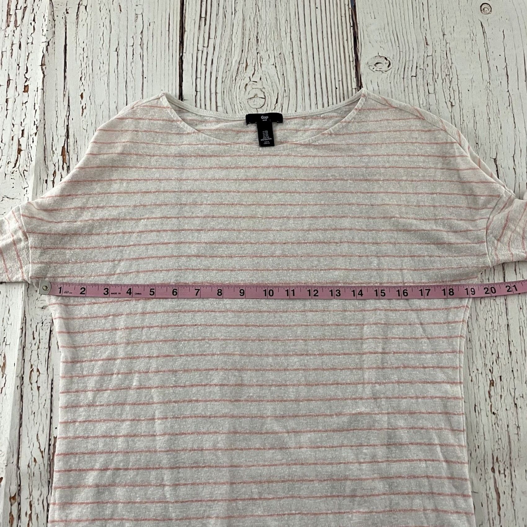 Gap Gap Woman T-Shirt XS Striped Boat Neck Long Sleeve Pink White Size XS / US 0-2 / IT 36-38 - 4 Thumbnail