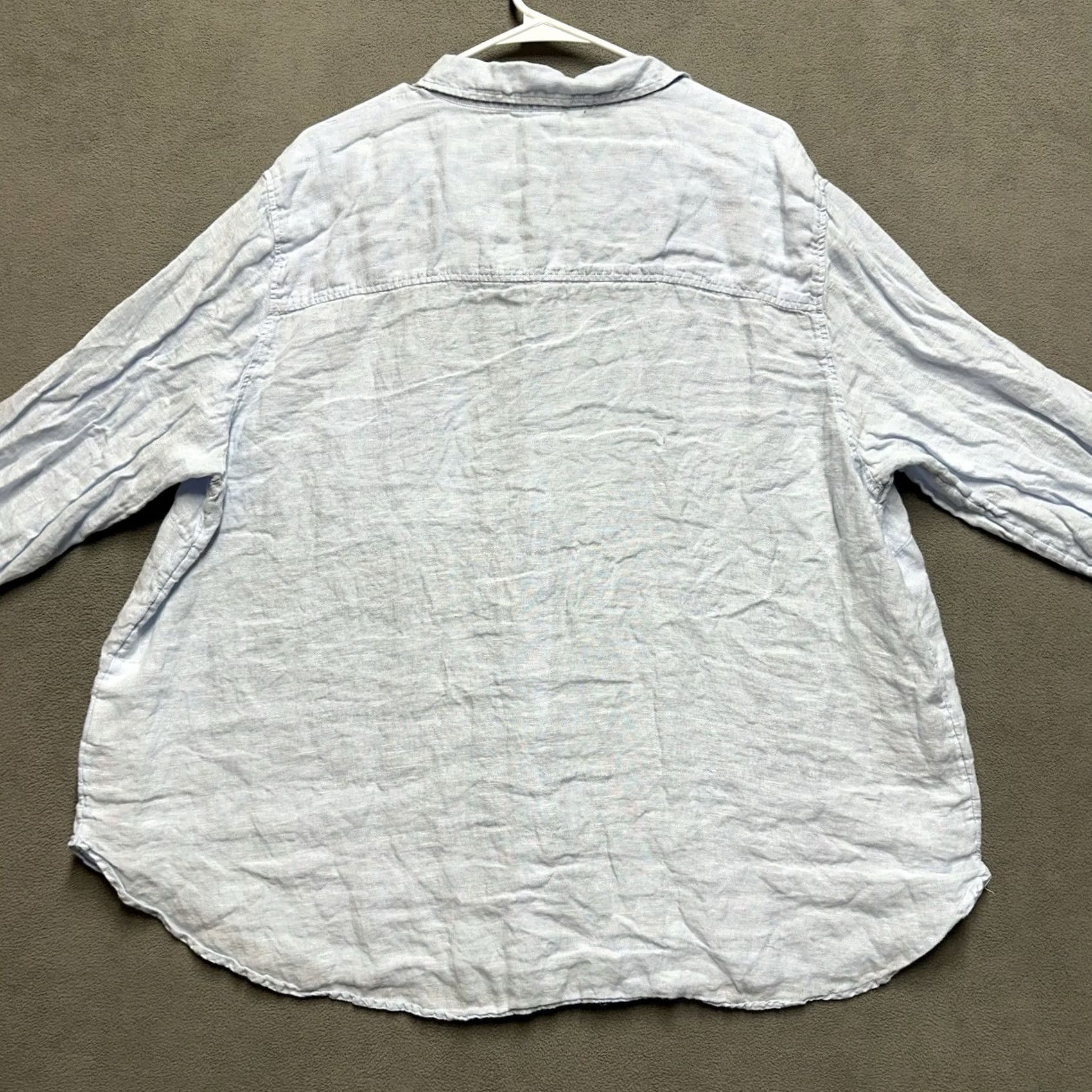 H&M H&M Shirt Womens 2XL Button Up Linen Long Sleeve Casual EUC Blue Size XXL / US 16-18 / IT 52-54 - 2 Thumbnail