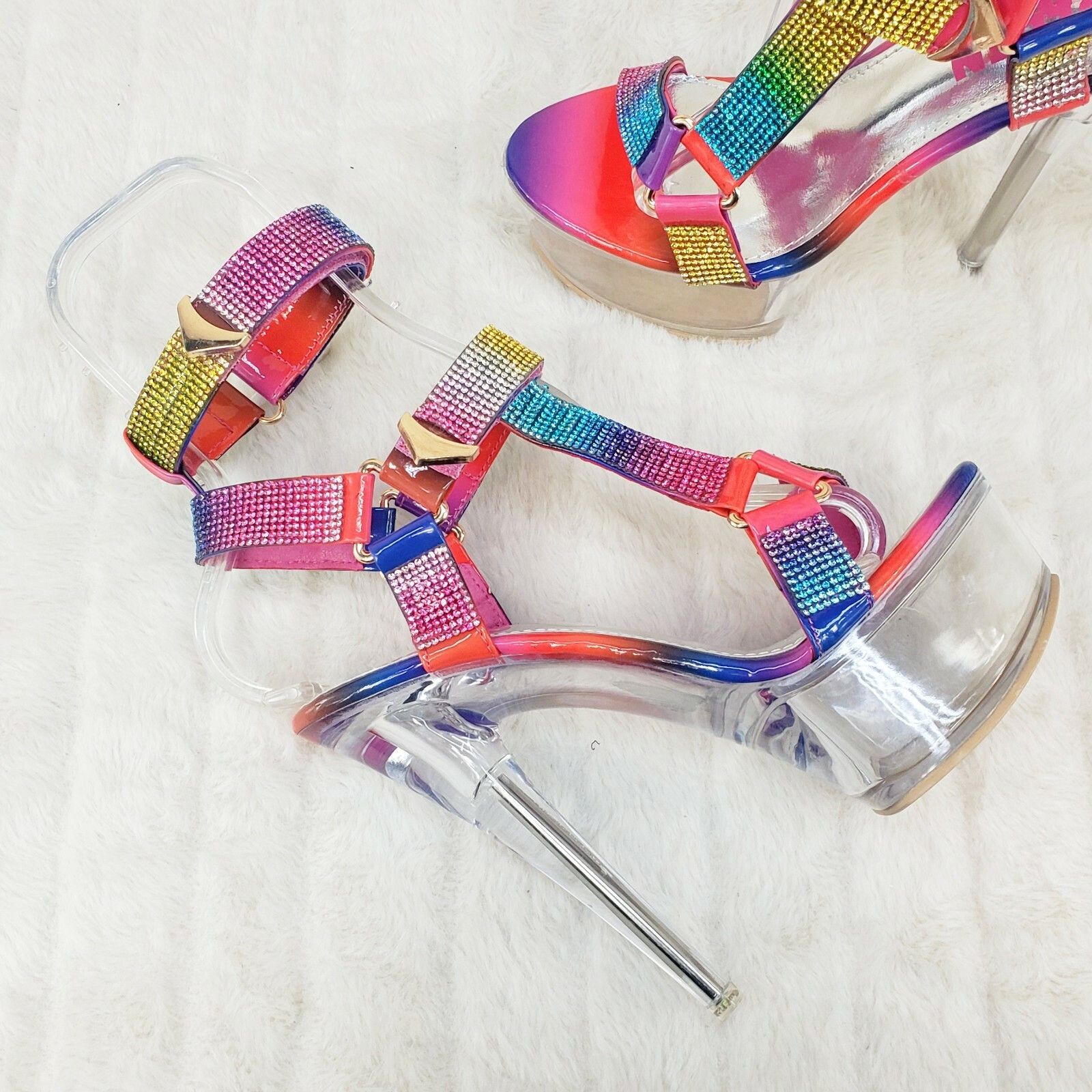 Other Xapala Rainbow Rhinestone Harness Strap Clear Platform High Size US 5.5 / IT 35.5 - 6 Thumbnail