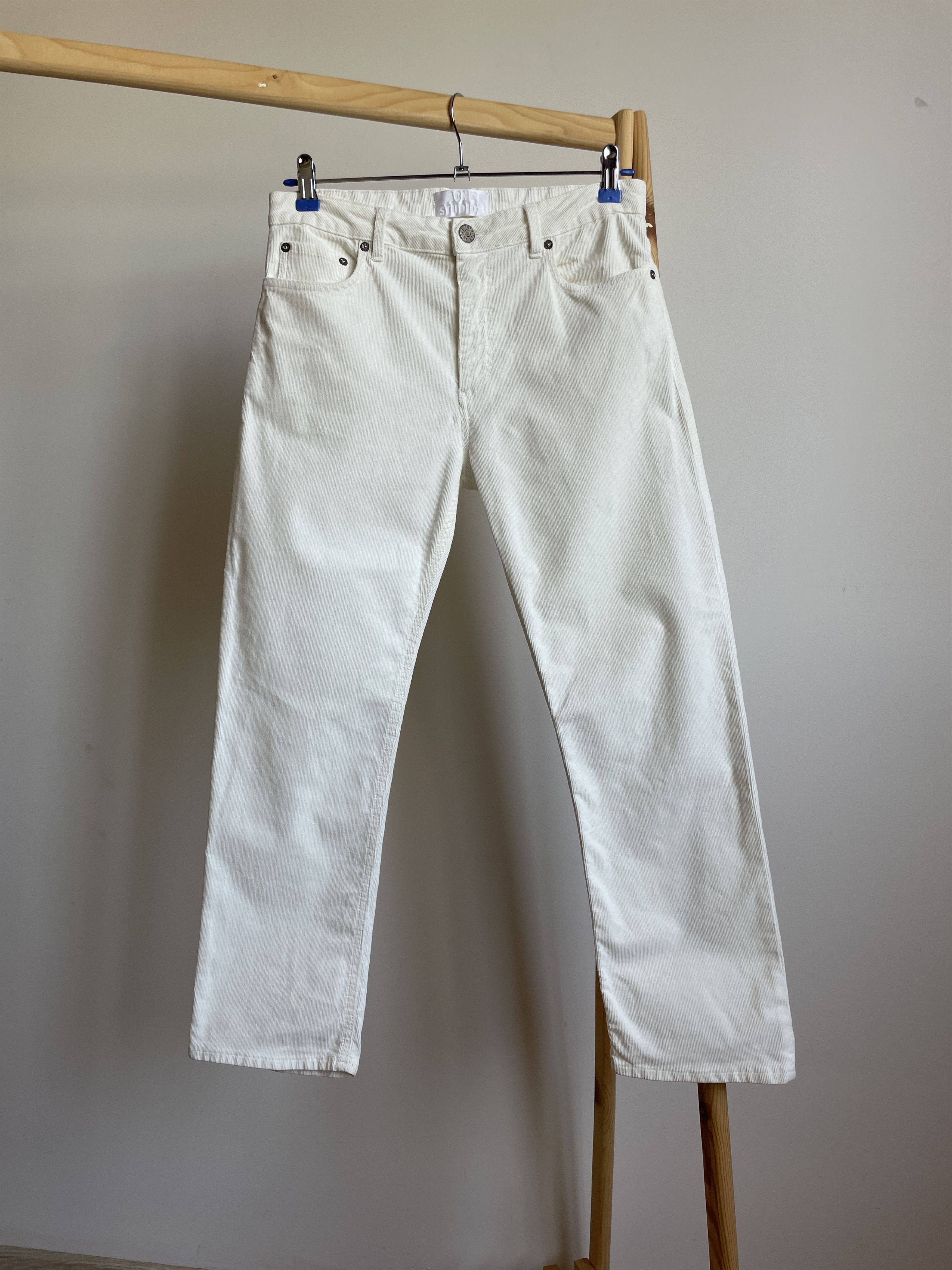 Acne Studios Acne Studios Pop Corduroy Womens White Pants Size 34 Size 34" / US 12 / IT 48 - 1 Thumbnail