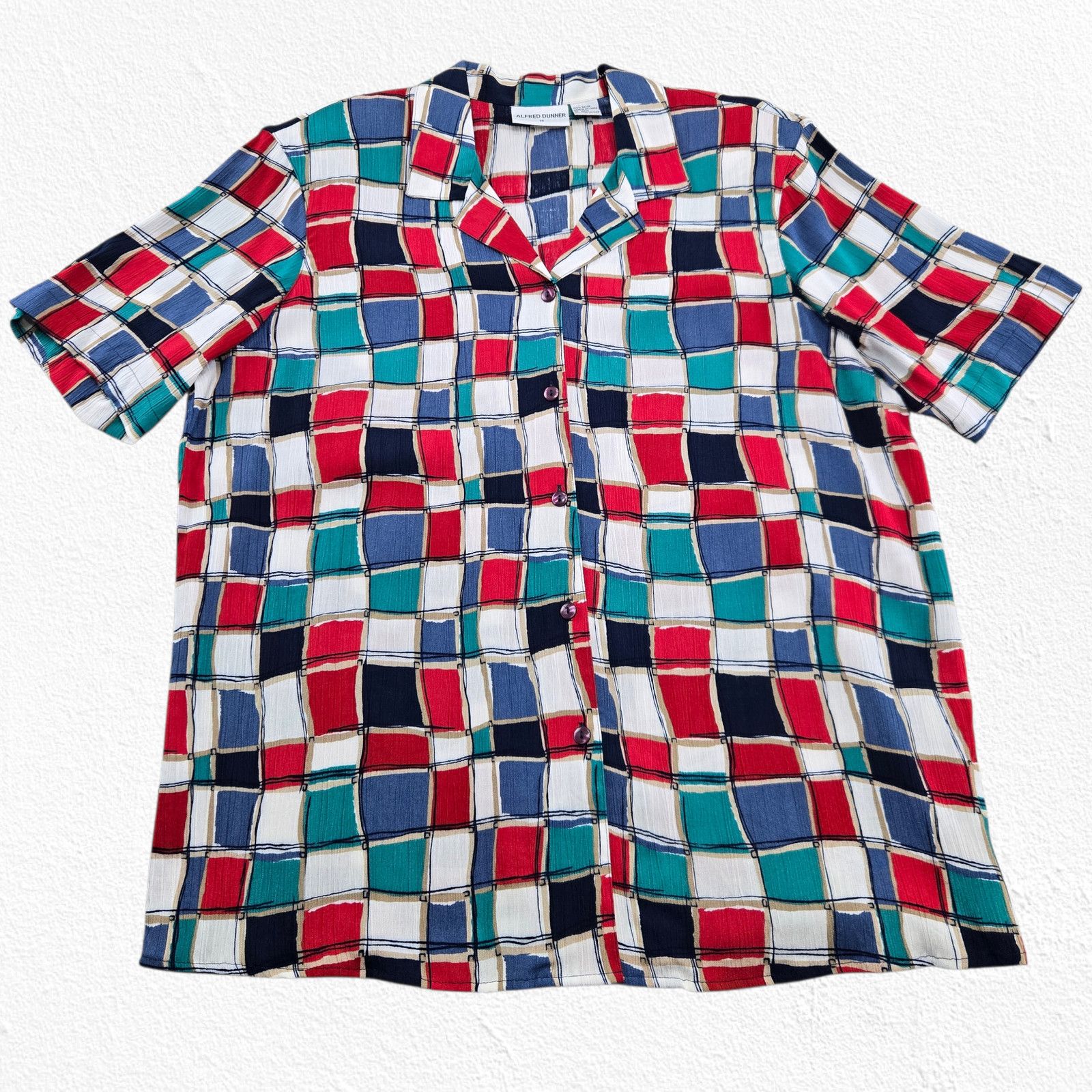 Vintage 90s Patchwork Camp Shirt Blouse Size 14 Size XL / US 12-14 / IT 48-50 - 2 Thumbnail