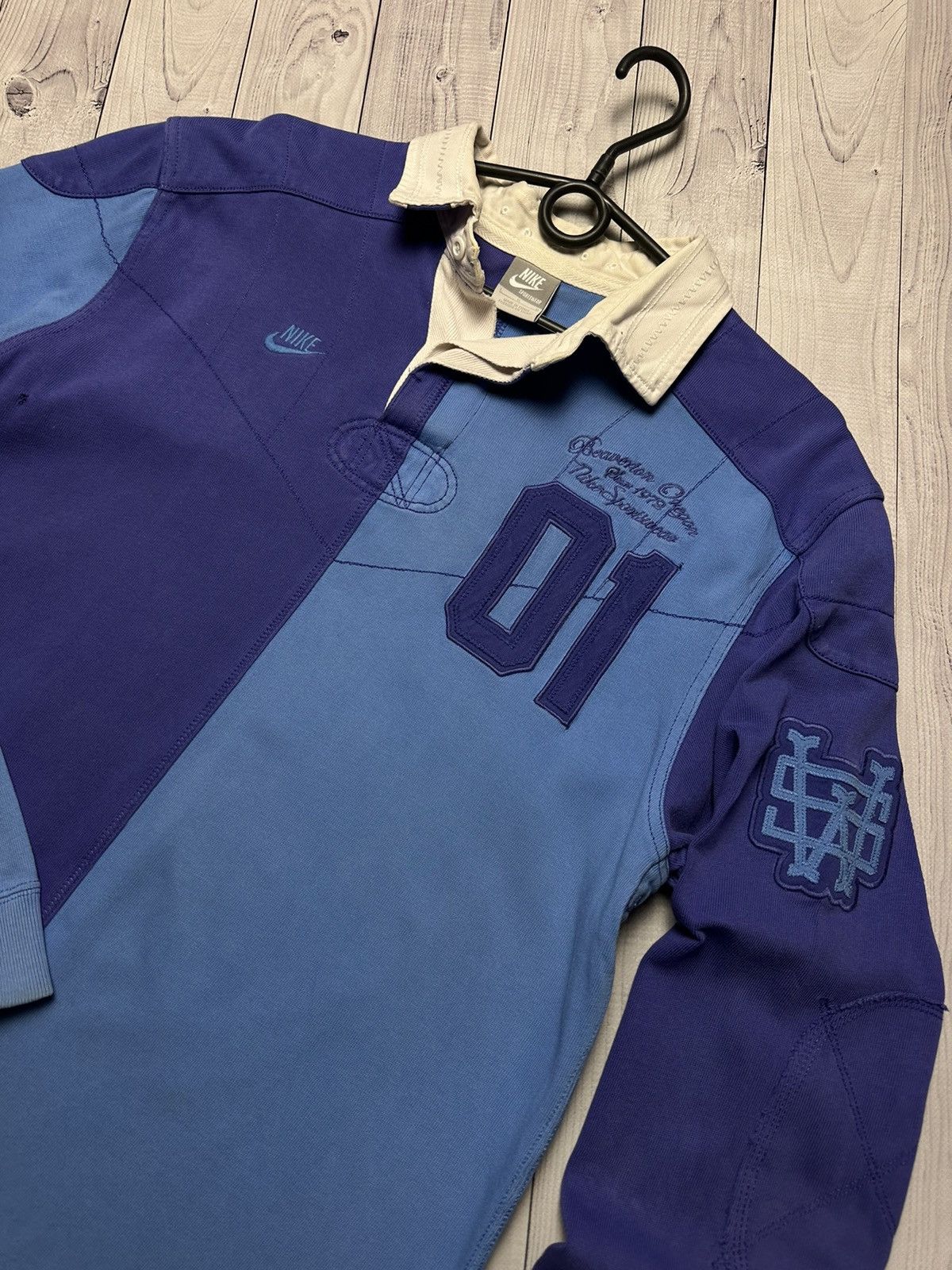 Nike × Vintage Vintage Nike Rugby jersey Sportswear size L blue big logo Size US L / EU 52-54 / 3 - 4 Thumbnail