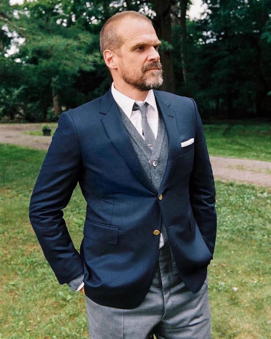 Thom Browne Thom Browne Men's Classic Navy Gold Button Slim Suit Size US XL / EU 56 / 4 - 7 Thumbnail