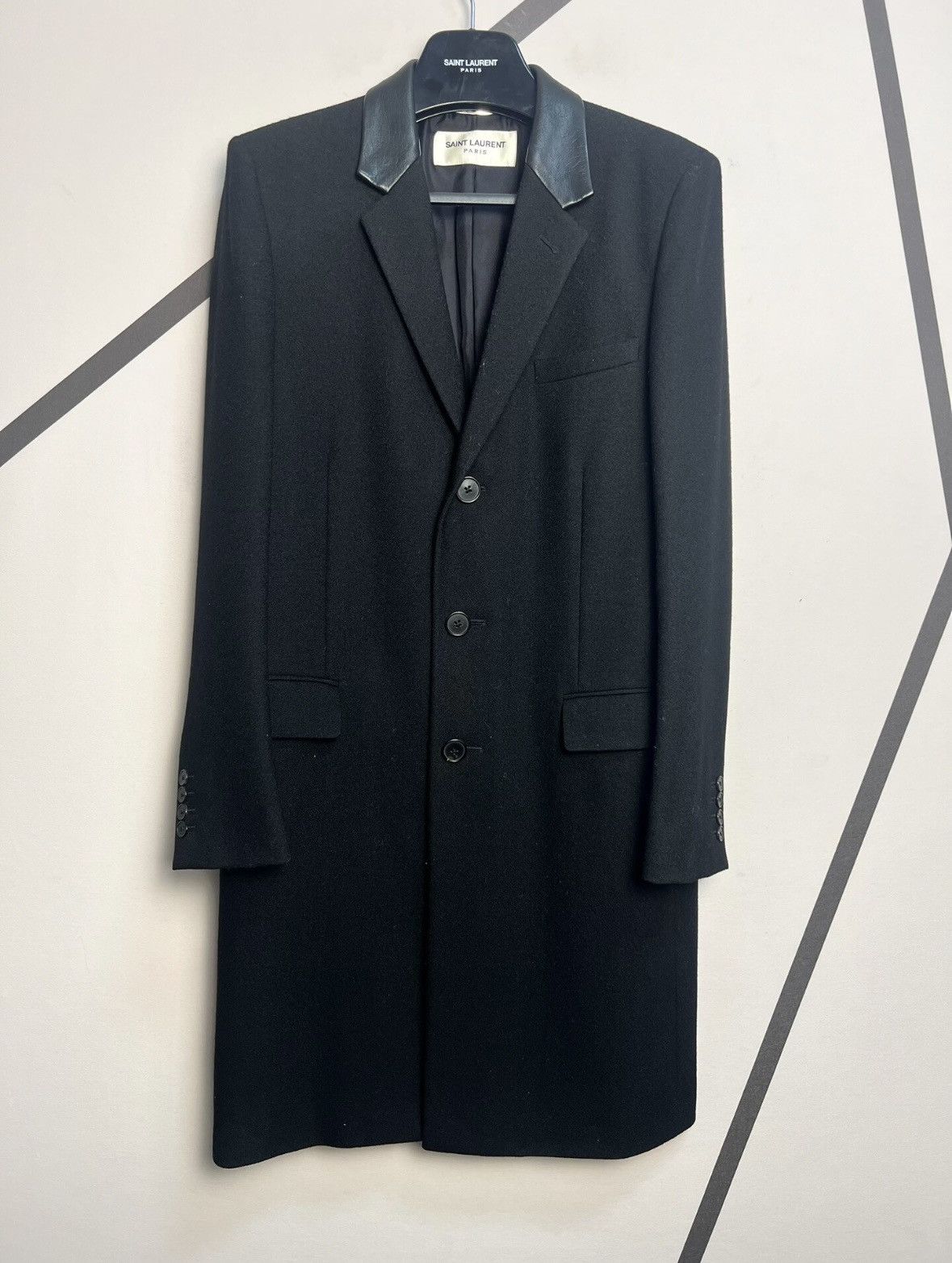 Saint Laurent Paris FW13 Black Blazer/Light Coat with Leather Collar Size US M / EU 48-50 / 2 - 1 Thumbnail