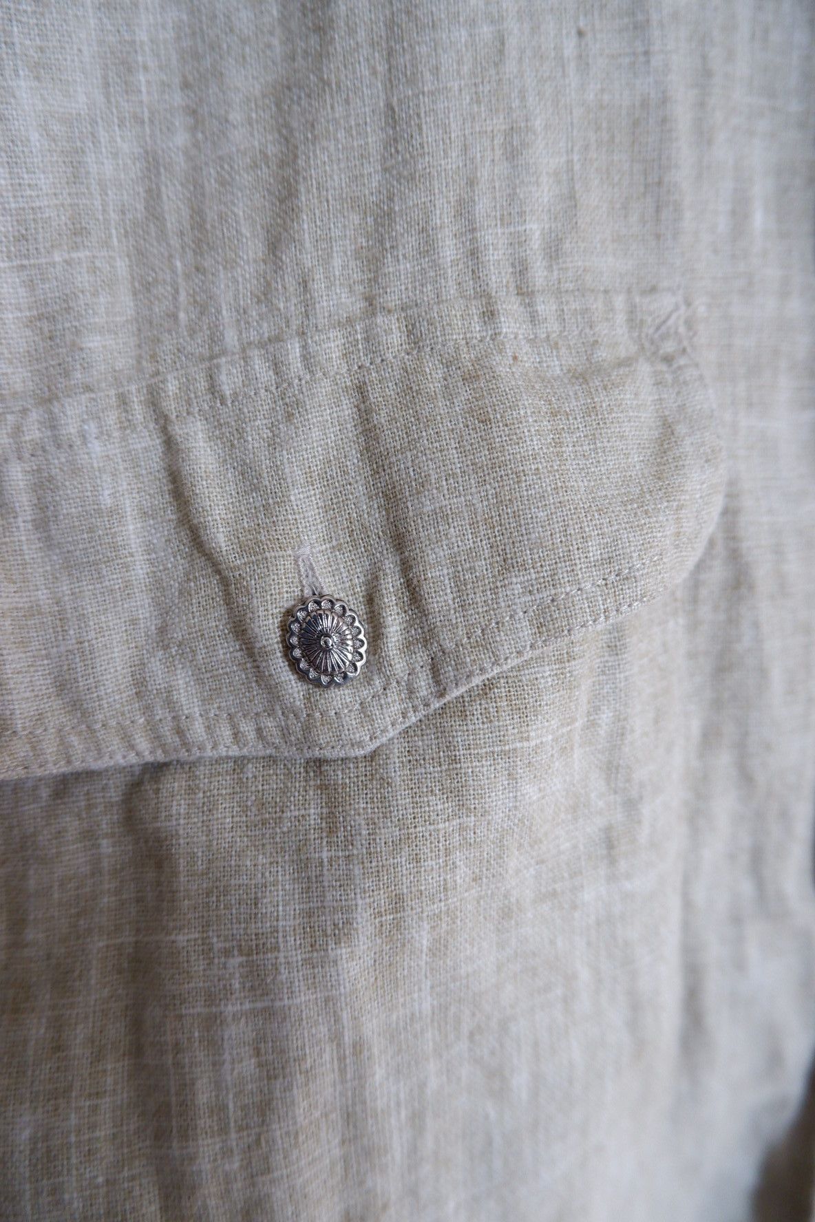 Japanese Brand Vintage GROBER Japan - Silver Button Linen shirts Size US M / EU 48-50 / 2 - 5 Thumbnail