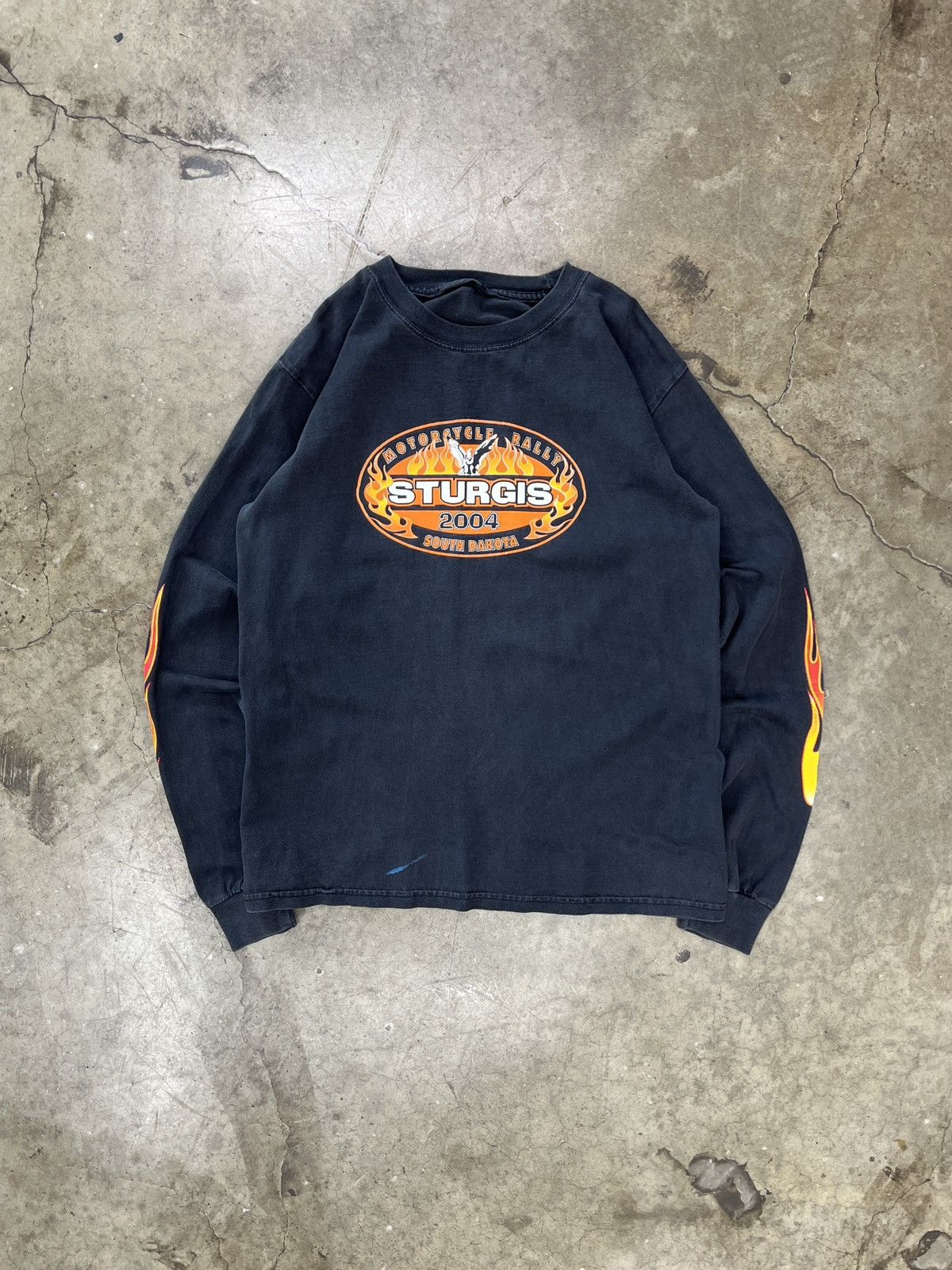 Harley Davidson Vintage 2004 Sturgis Motorcycle Rally Flame Sleeve Medium Size US M / EU 48-50 / 2 - 2 Thumbnail