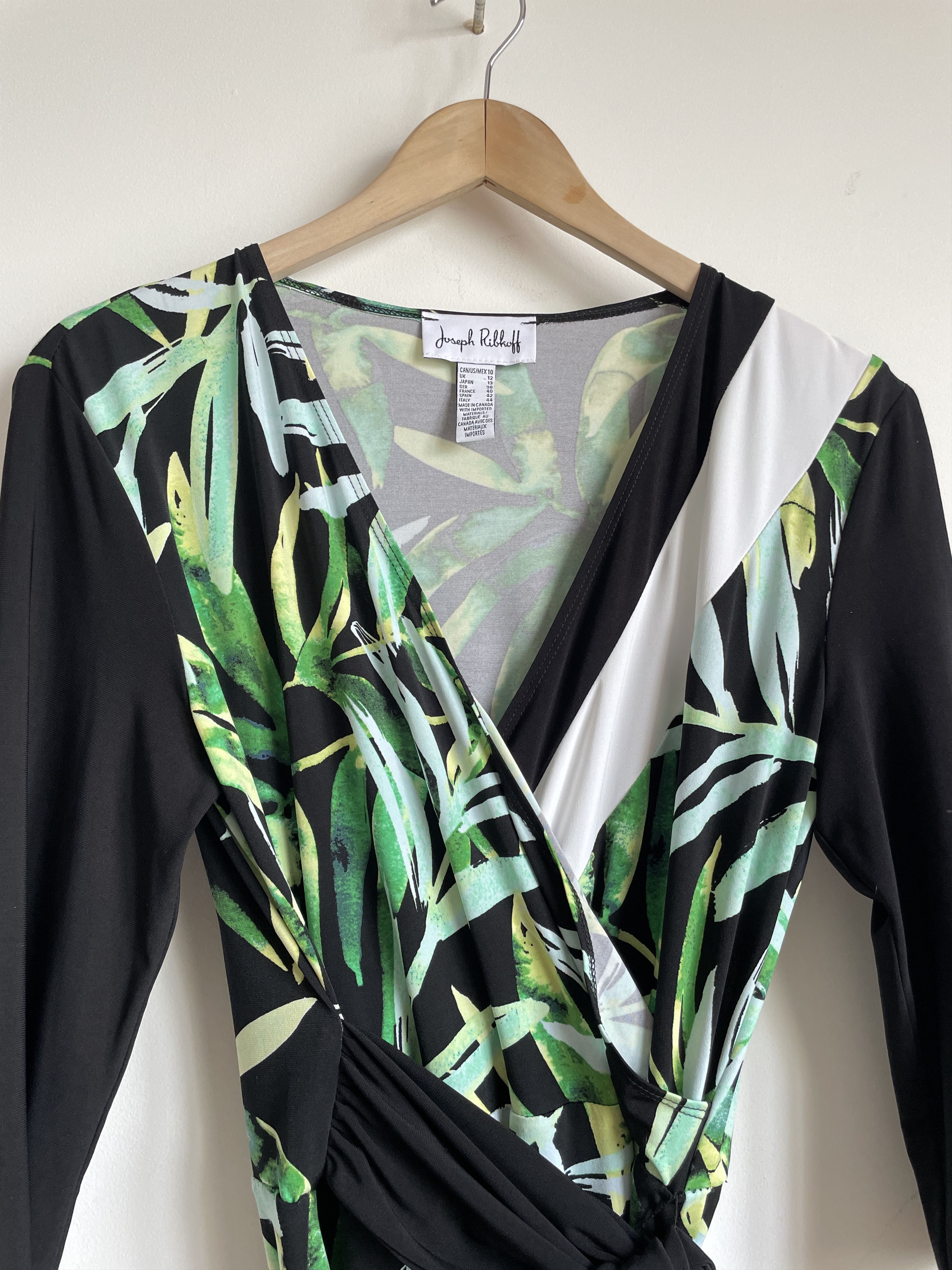 Joseph Ribkoff Joseph Ribkoff Plant Print Faux Wrap Dress With Belt Size L / US 10 / IT 46 - 5 Thumbnail