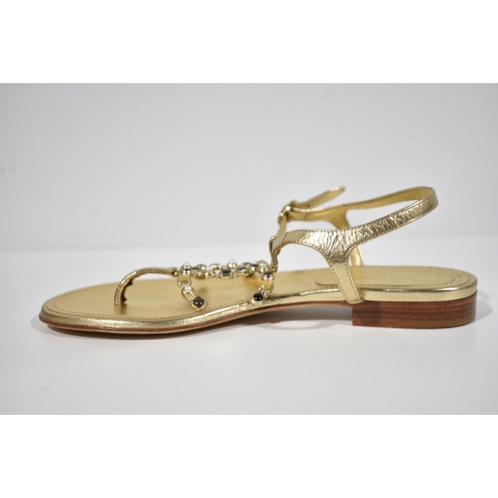 Chanel Chanel 19P Gold Metallized Lambskin CC Logo Mule Slide Size US 6 / IT 36 - 8 Thumbnail