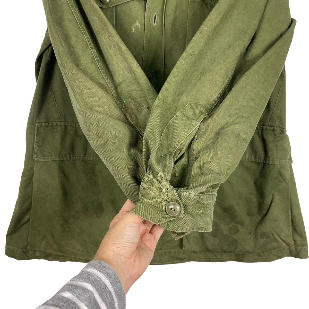 Vintage 💥70s OG ARMY BUTTON FIELD JACKET SHIRT Size US L / EU 52-54 / 3 - 12 Thumbnail