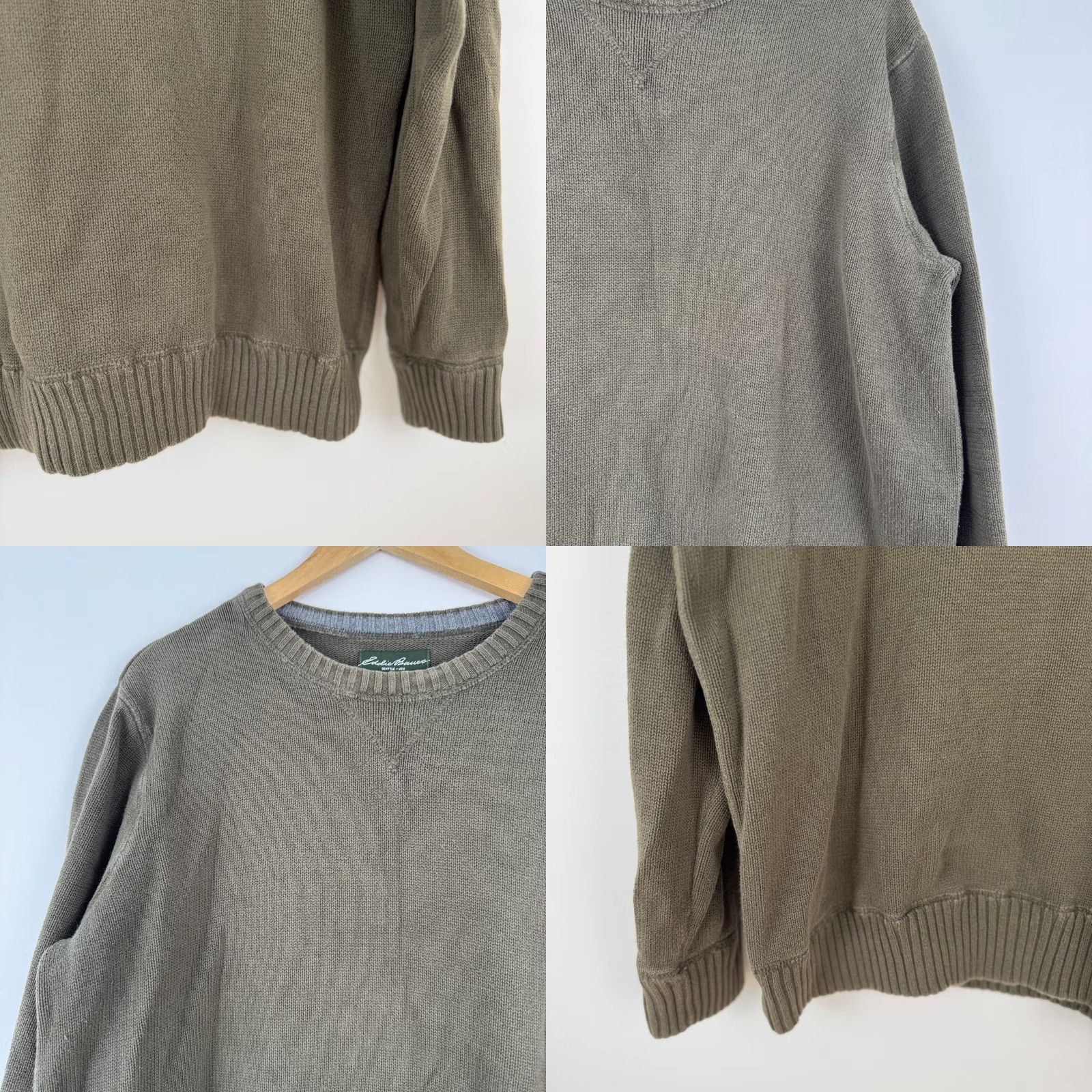 Eddie Bauer Eddie Bauer Sweater Crew Neck Olive Green Solid Cotton Mens L Classic Seattle USA Size US L / EU 52-54 / 3 - 8 Thumbnail