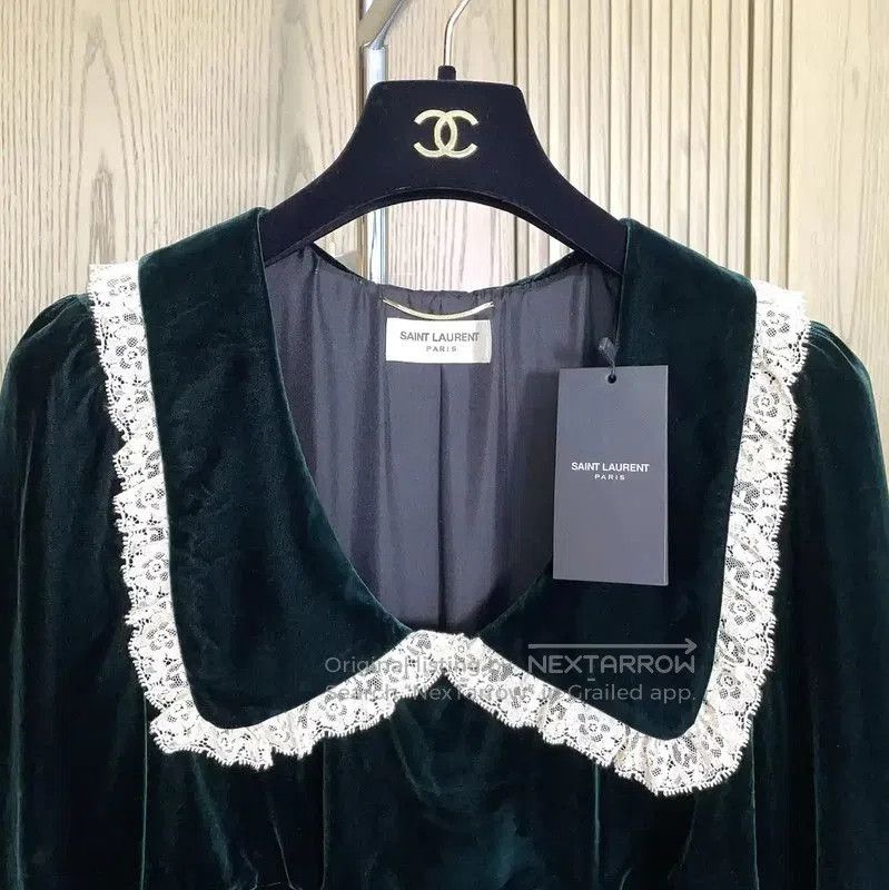 Yves Saint Laurent YSL A-Line Dress in Dark Green . Size S / US 4 / IT 40 - 6 Thumbnail