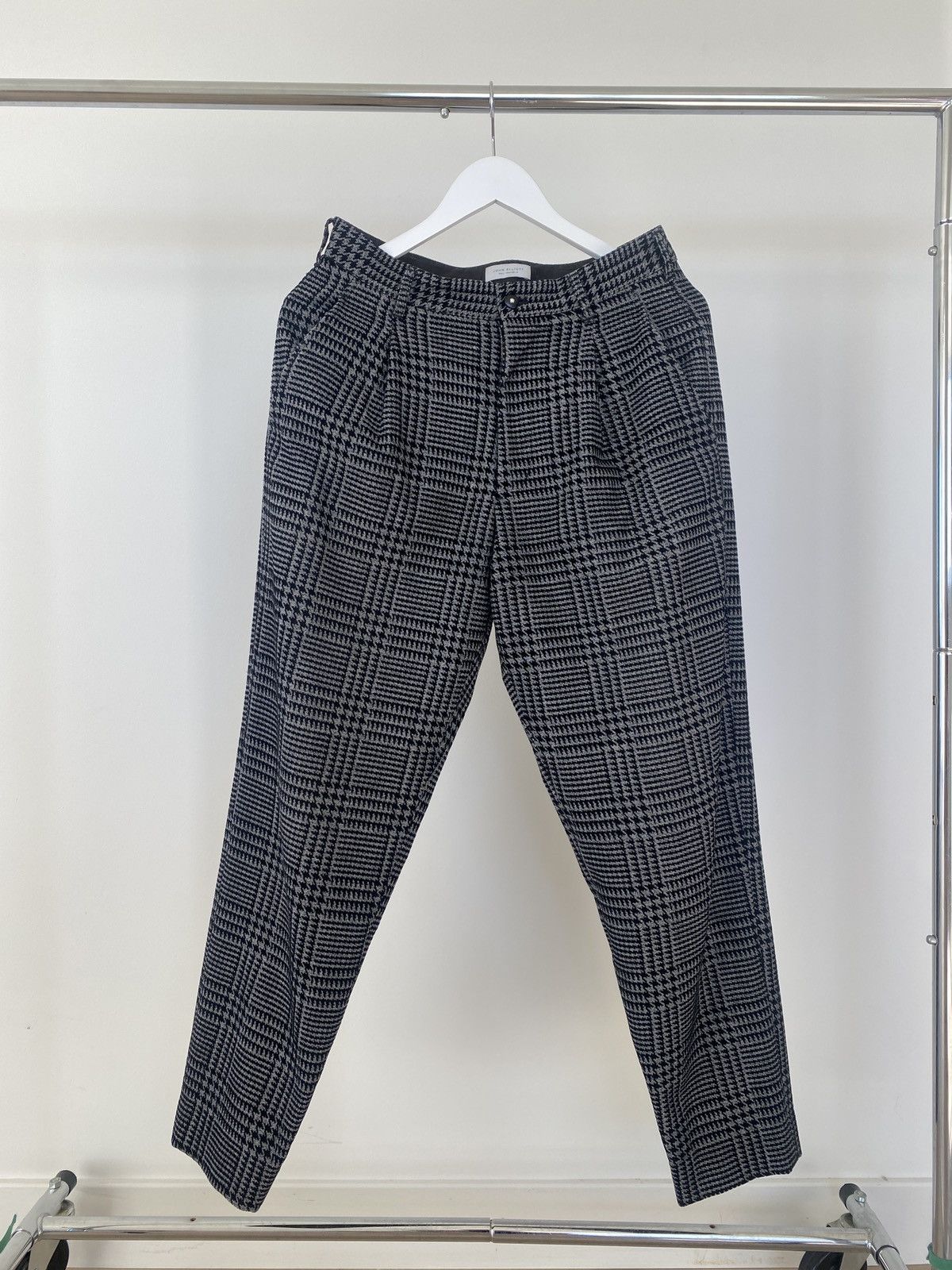 John Elliott John Elliot Wide Tuck Pants / Houndstooth Charcoal Sz 1 Size US 29 - 1 Thumbnail