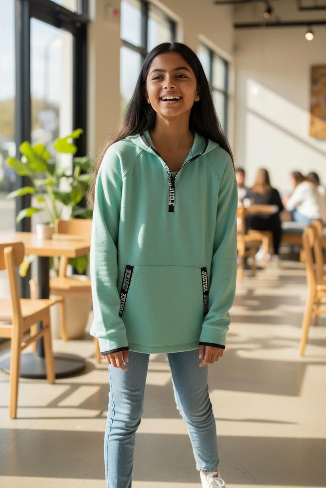 Other Justice Girls' Light Green Hoodie Sweatshirt Size US XXS / EU 40 - 2 Thumbnail