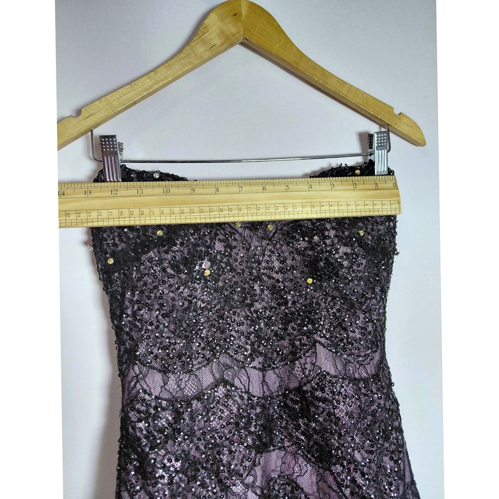 Vintage ALYCE PARIS Black Sequin Lace Strapless Dress Size 4 Short Sleeveless Solid Party/Cocktail Formal Womens Size 27" / US 4 / IT 40 - 6 Thumbnail