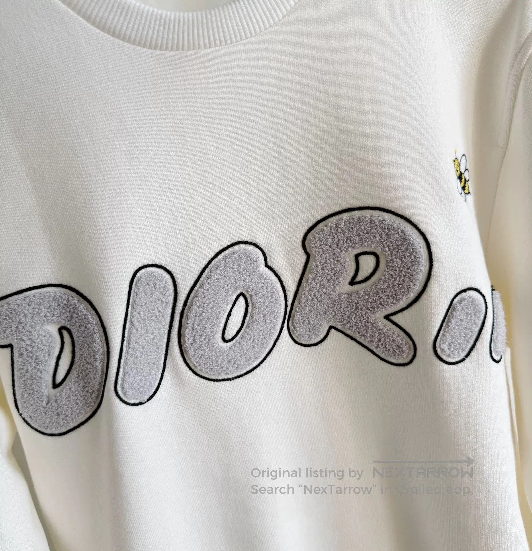 Dior Dior White Flocked Logo Bee Sweatshirt. Size XXS / US 00 / IT 34 - 5 Thumbnail