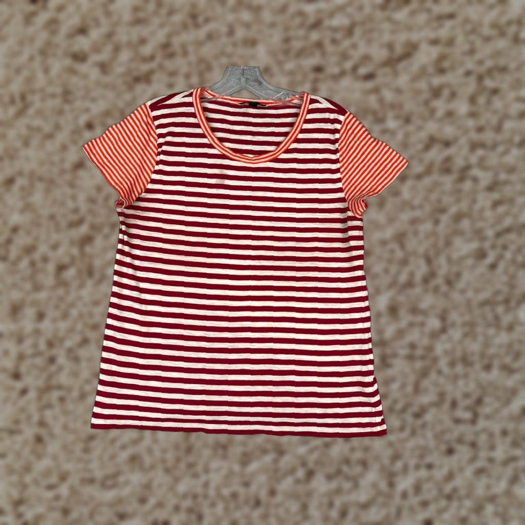 J.Crew J.Crew Shirt Teens Medium Red White Stripe Crew Neck Cotton Short Sleeve Size M / US 6-8 / IT 42-44 - 1 Thumbnail