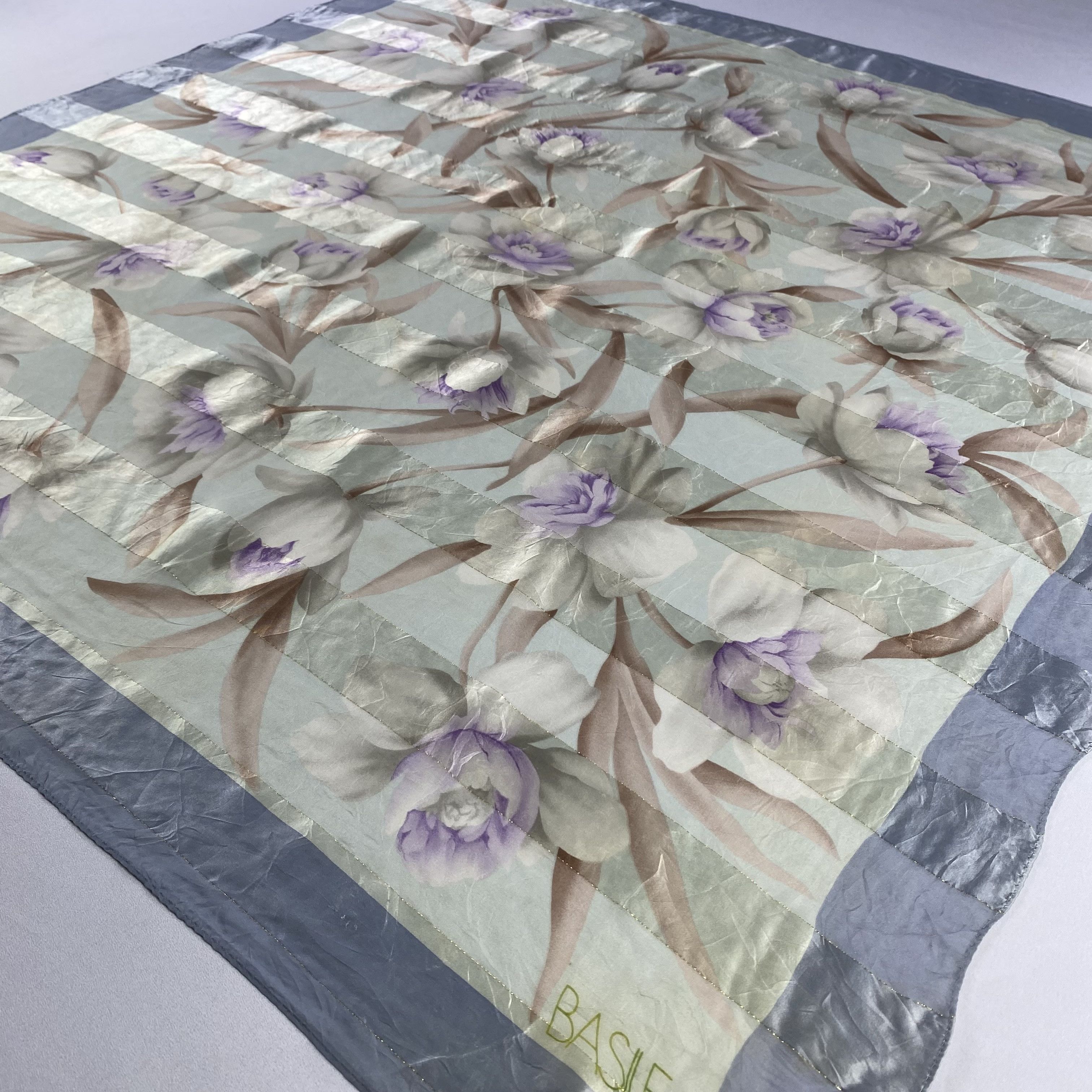 Japanese Brand × Vintage Vintage Japanese Brand Silk Scarf Hand Rolled Floral SS061 Size ONE SIZE - 3 Thumbnail