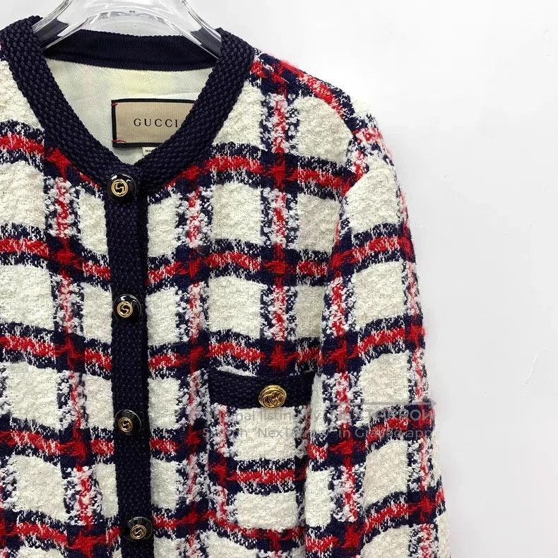 Gucci Gucci Colour-blocked plaid wool woven tweed round-neck sin Size M / US 6-8 / IT 42-44 - 3 Thumbnail