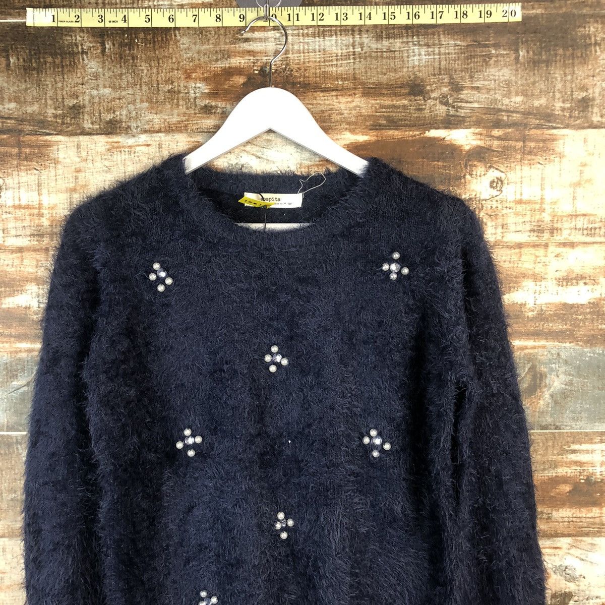 Japanese Brand DL Sos Pita Dark Blue Mohair Knitwear #C361 Size S / US 4 / IT 40 - 2 Thumbnail