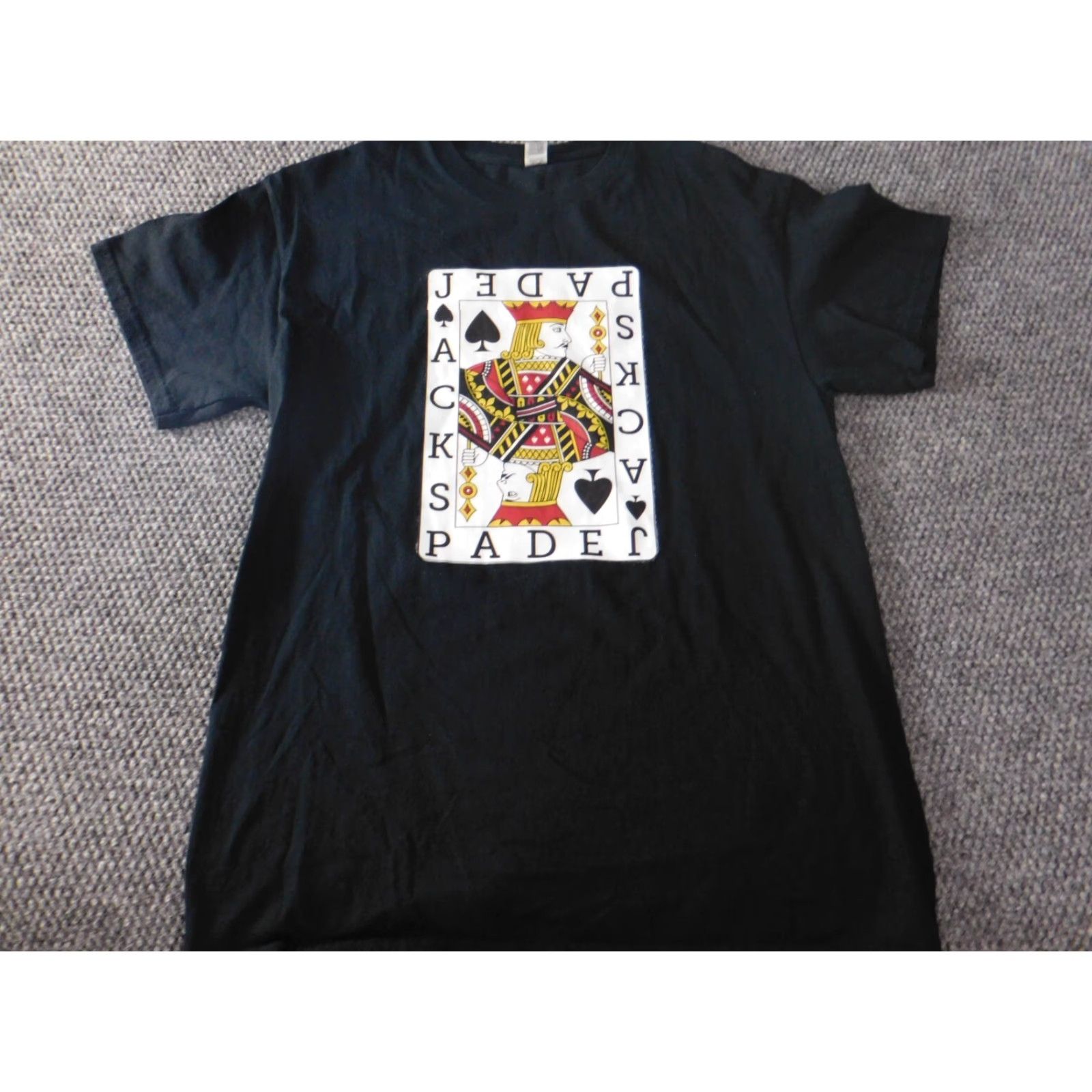 Gildan Gildan Mens T-Shirt Shirt Short Sleeve Black Cotton V-Neck M Card Deck Jack of Spades Vintage: No (Regular) Size US M / EU 48-50 / 2 - 2 Thumbnail