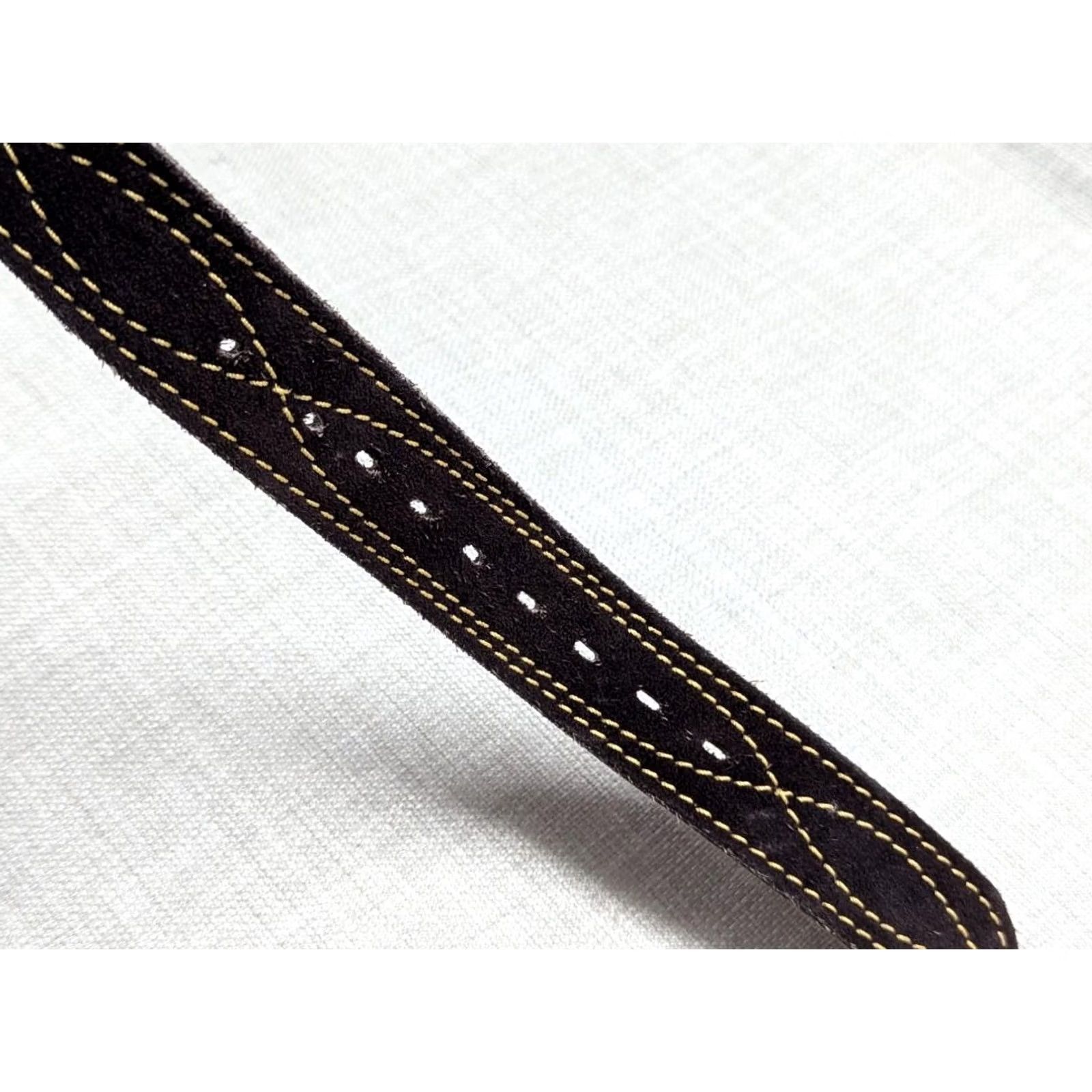 Vintage VINTAGE WESTER belt buckle SPLIT-SUEDE cowhide leather 30 brown STITCHED belt Mens Size 30 Brown Western style with buckle snaps 1930s 40s Size 30 - 7 Thumbnail