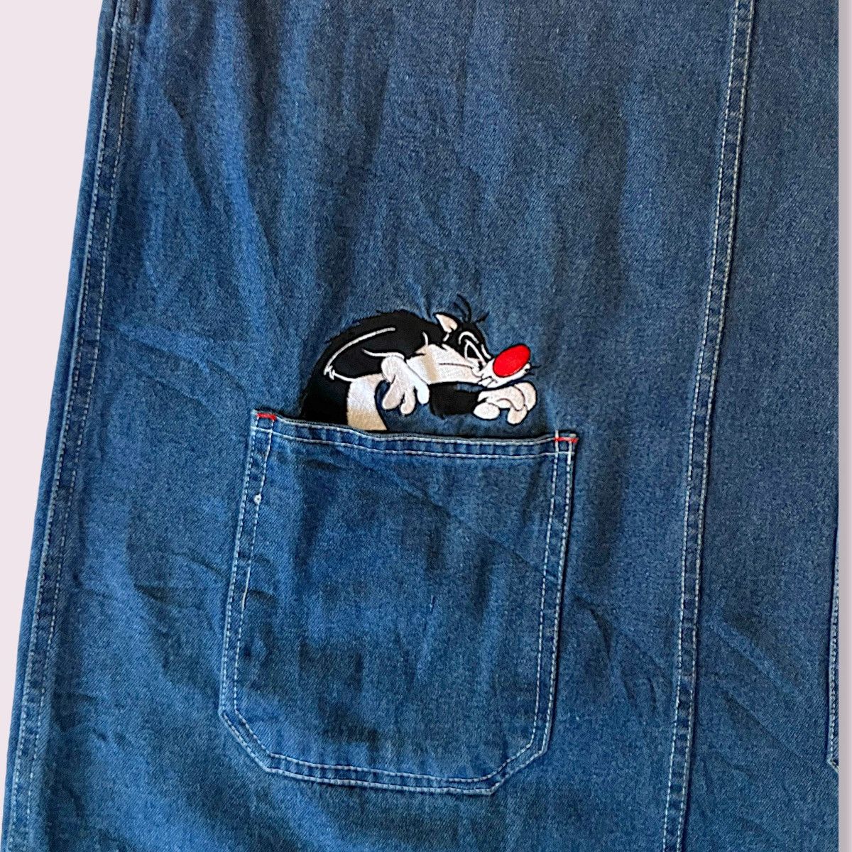 Vintage × Warner Bros Vintage Looney Tunes Denim Overall Dress Size L / US 10 / IT 46 - 4 Thumbnail