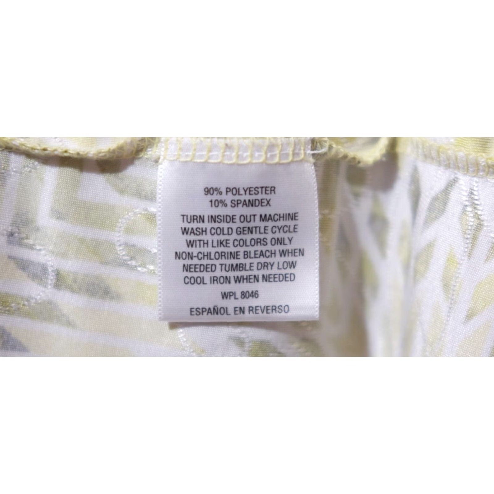 JM Collection JM Collection Top Stretch Textured Short Sleeve Women's XL Blouse White/Yellow/Green Size XL / US 12-14 / IT 48-50 - 6 Thumbnail