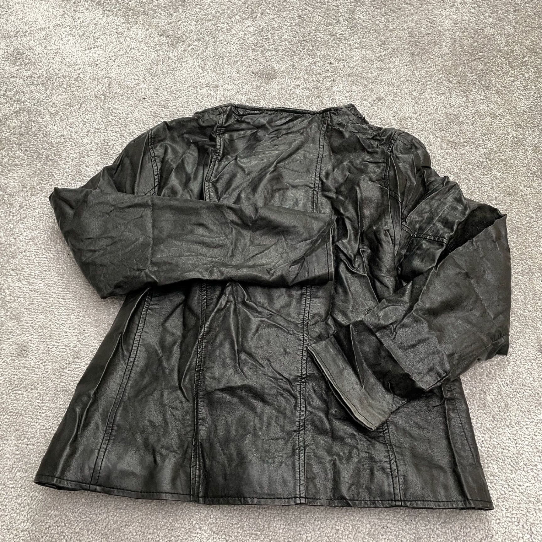 Calvin Klein Calvin Klein Faux Leather Jacket Coat Womens Large Black Full Zip Pockets City Classic 90s Outdoor Size L / US 10 / IT 46 - 2 Thumbnail