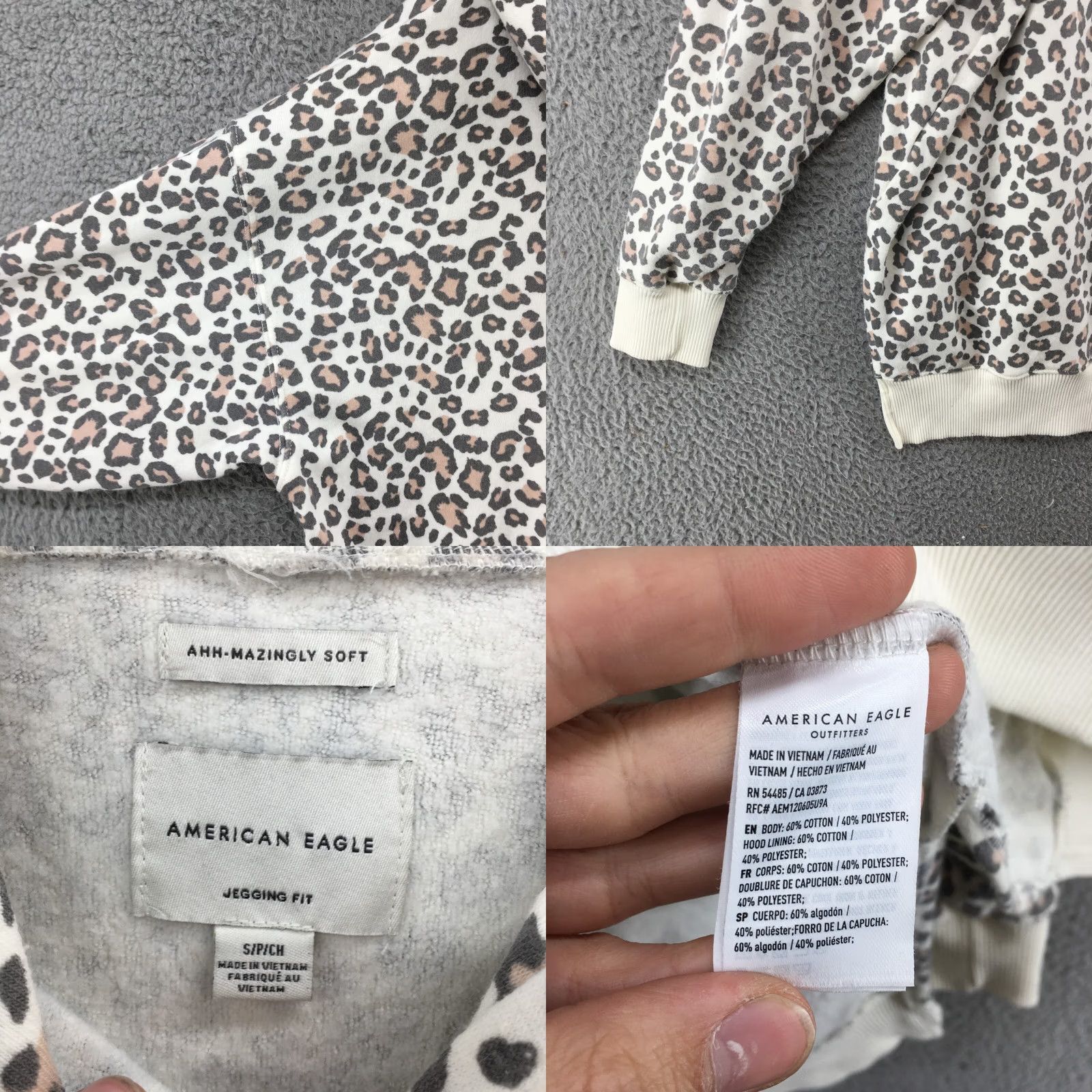 American Eagle Outfitters American Eagle Outfitters Hoodie Sweatshirt Womens S Beige Long Sleeve Animal Print Casual Size S / US 4 / IT 40 - 9 Thumbnail