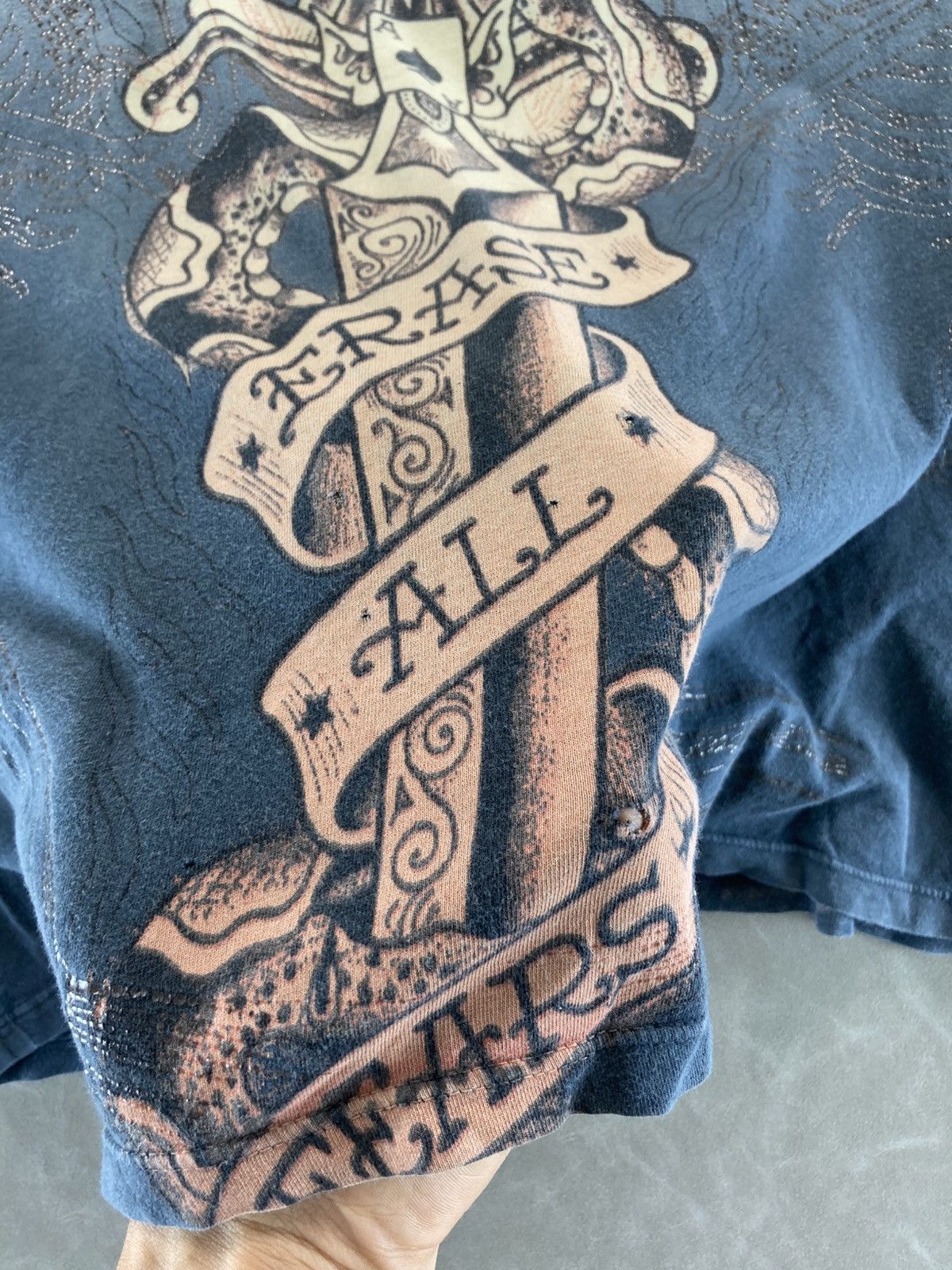 Ed Hardy Ed Hardy "Erase All Fears" Eagle & Snake Ombre Tee Size US L / EU 52-54 / 3 - 6 Thumbnail