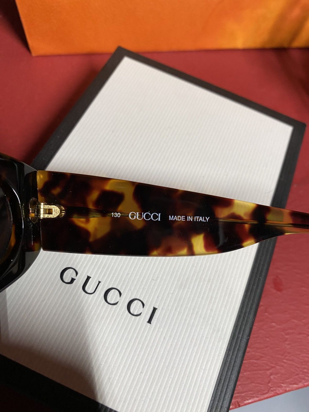 Designer Gucci Square Sunglasses Brown Rectangle Shades Preowned Size ONE SIZE - 4 Thumbnail