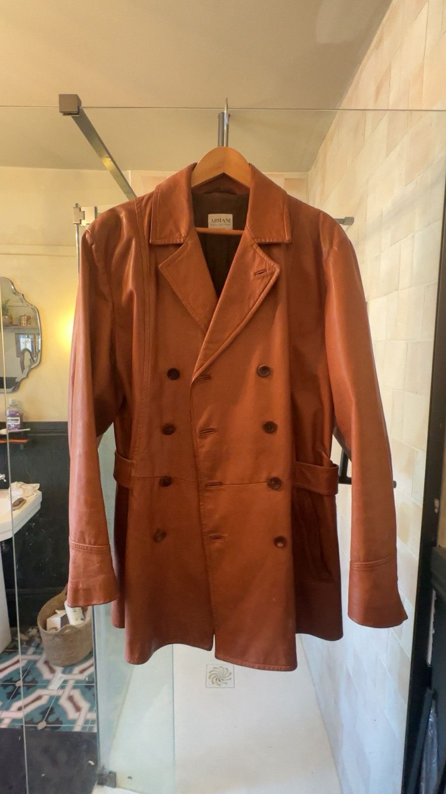 Armani Armani colleczione brown leather trench coat Size US M / EU 48-50 / 2 - 1 Thumbnail