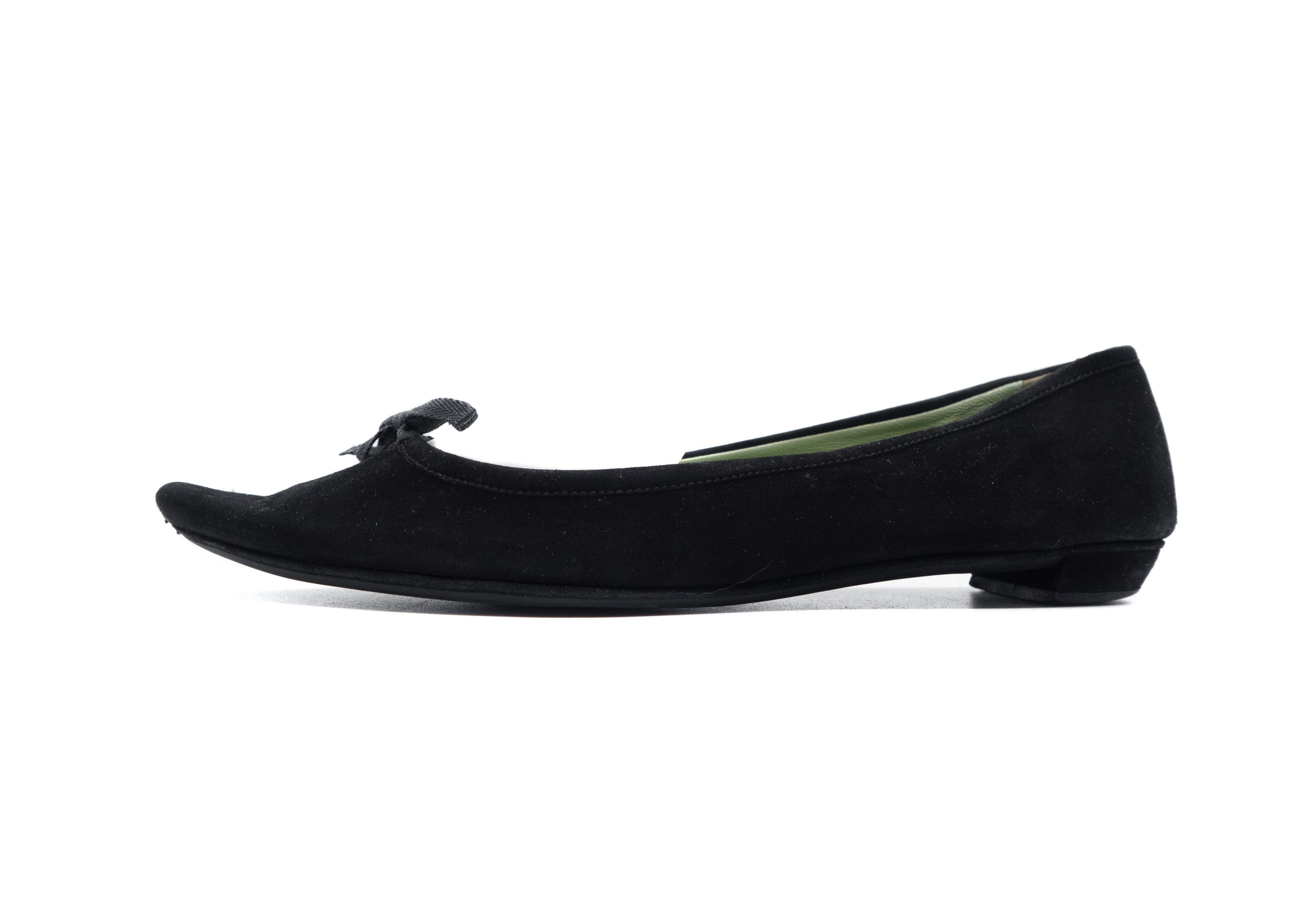 Suede Bow Pointed Toe Ballet Flats Vintage